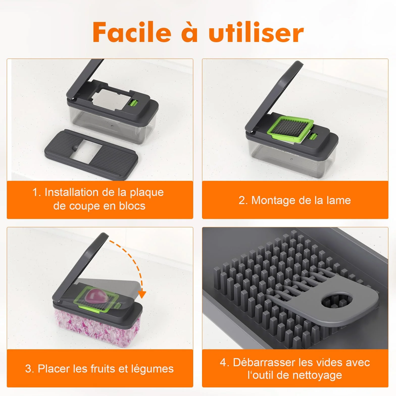 Ibergrif M524-7 Mandoline de Cuisine Professionnelle 8 en 1 Coupe-Légumes Multifonctions avec Bac Collecteur
