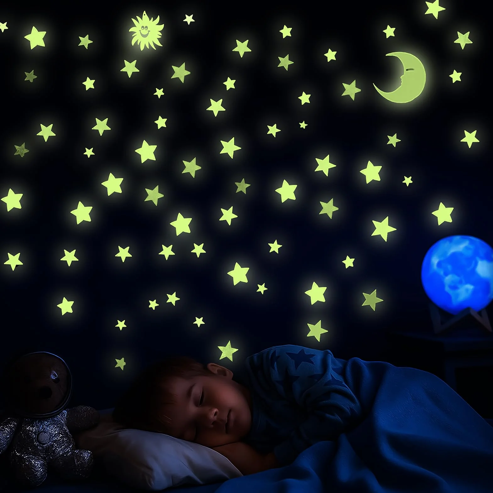 Ruvan 207 Pièces Étoiles Phosphorescentes Plafond, Autocollantes Fluorescentes Chambre Enfant