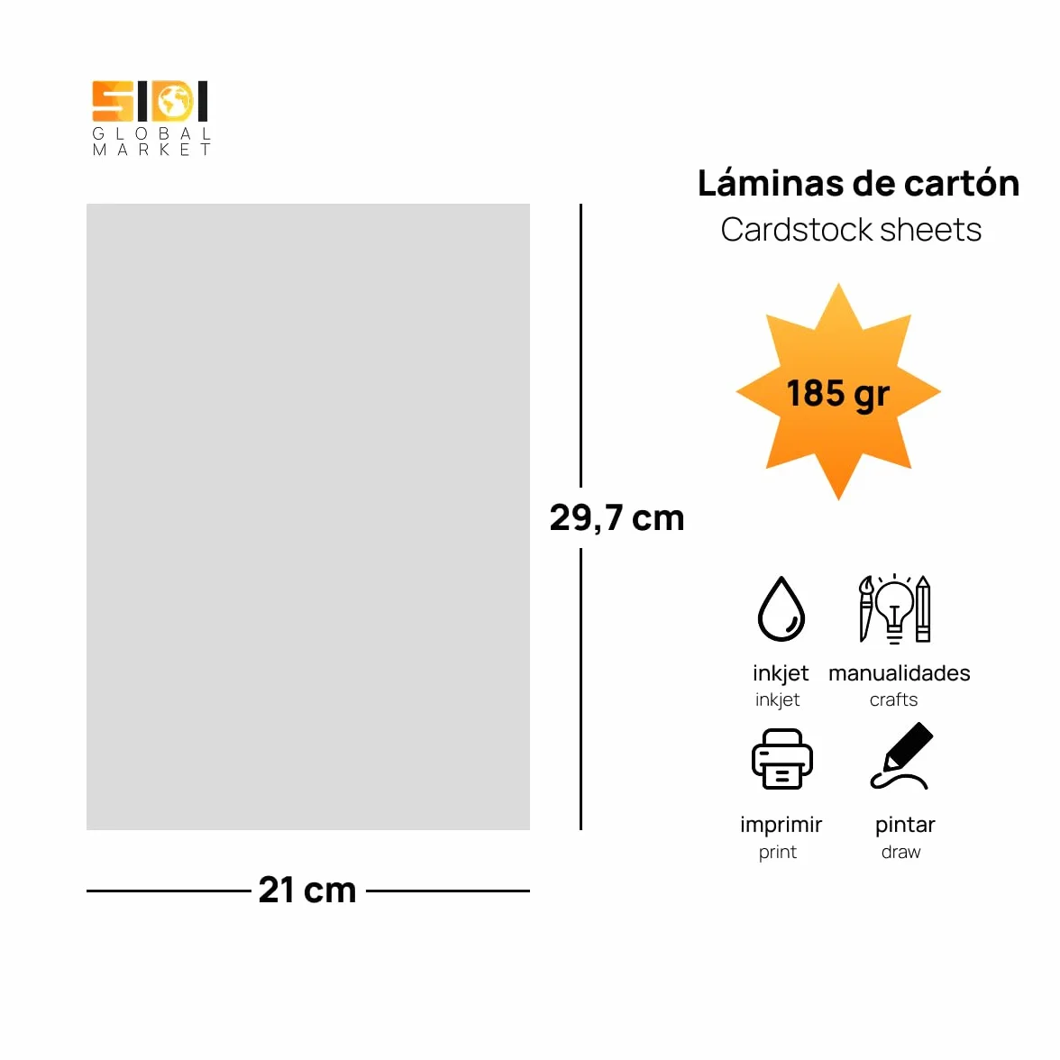 SIDI Papier cartonné A4 Fuchsia 185 g pour Scrapbooking et imprimante jet d'encre et laser