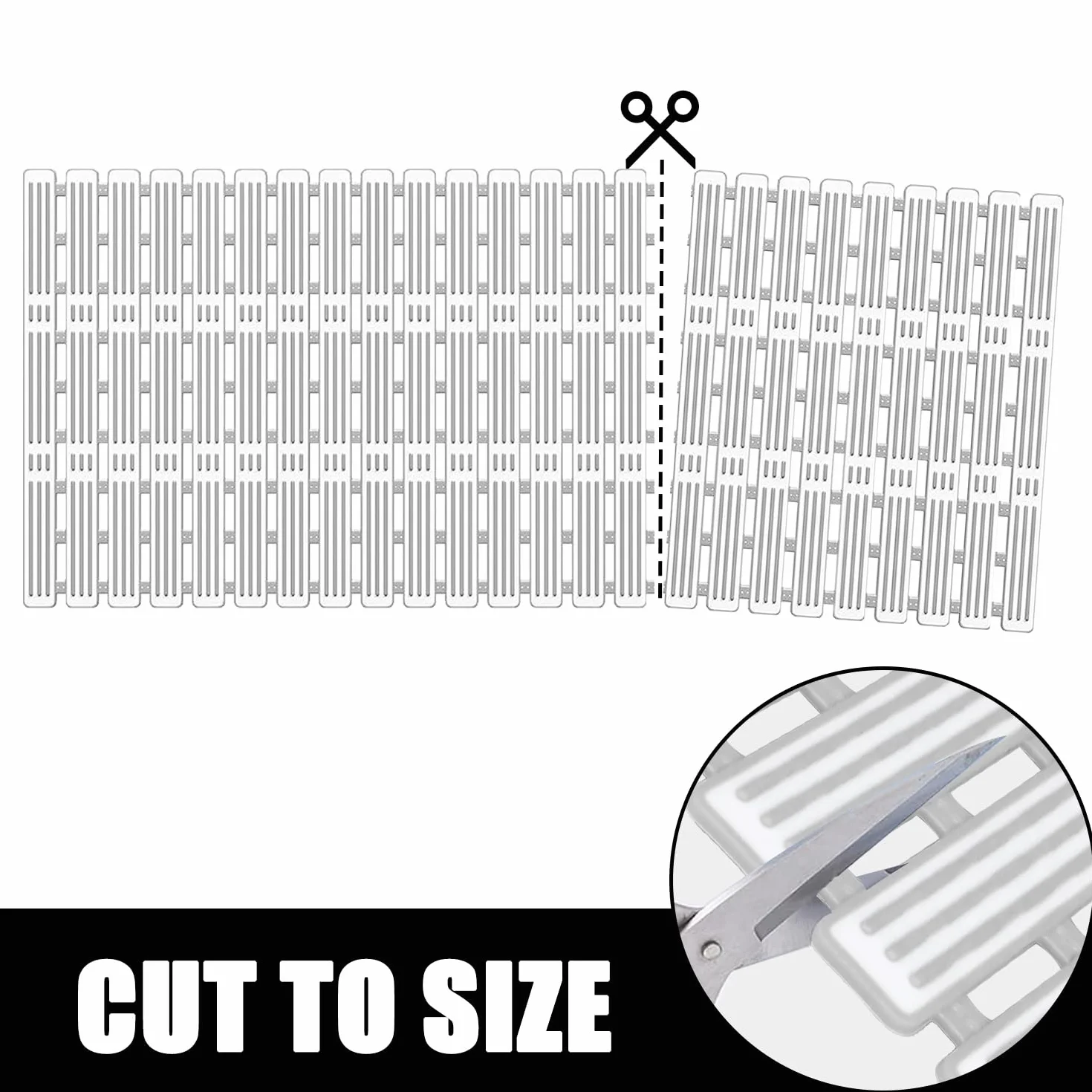 Tapis de Baignoire Antidérapant 90x40cm PVC Sans BPA & Latex Gris-Blanc