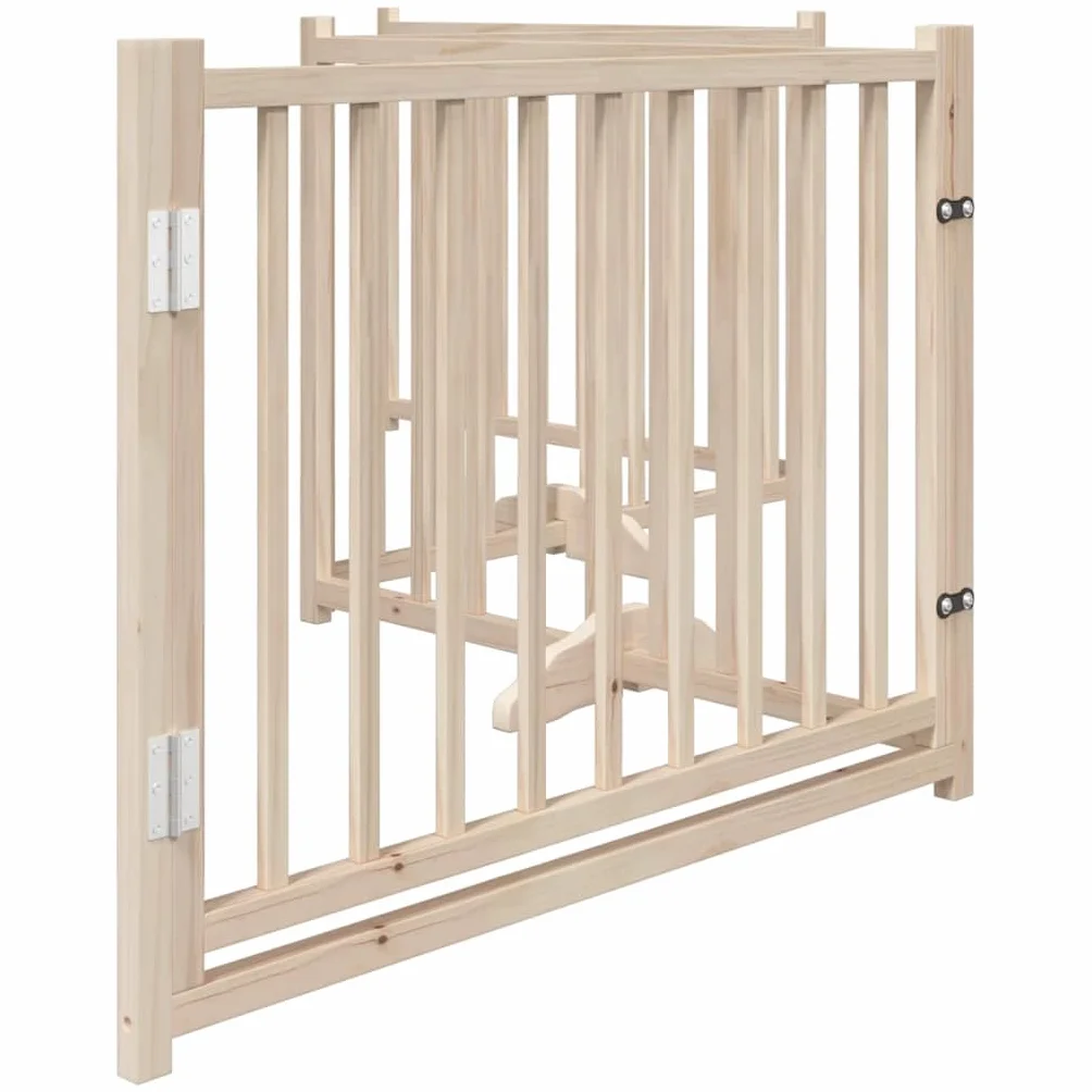 vidaXL Barrière pour Chiens avec Porte 4 Panneaux Bois de Sapin Massif