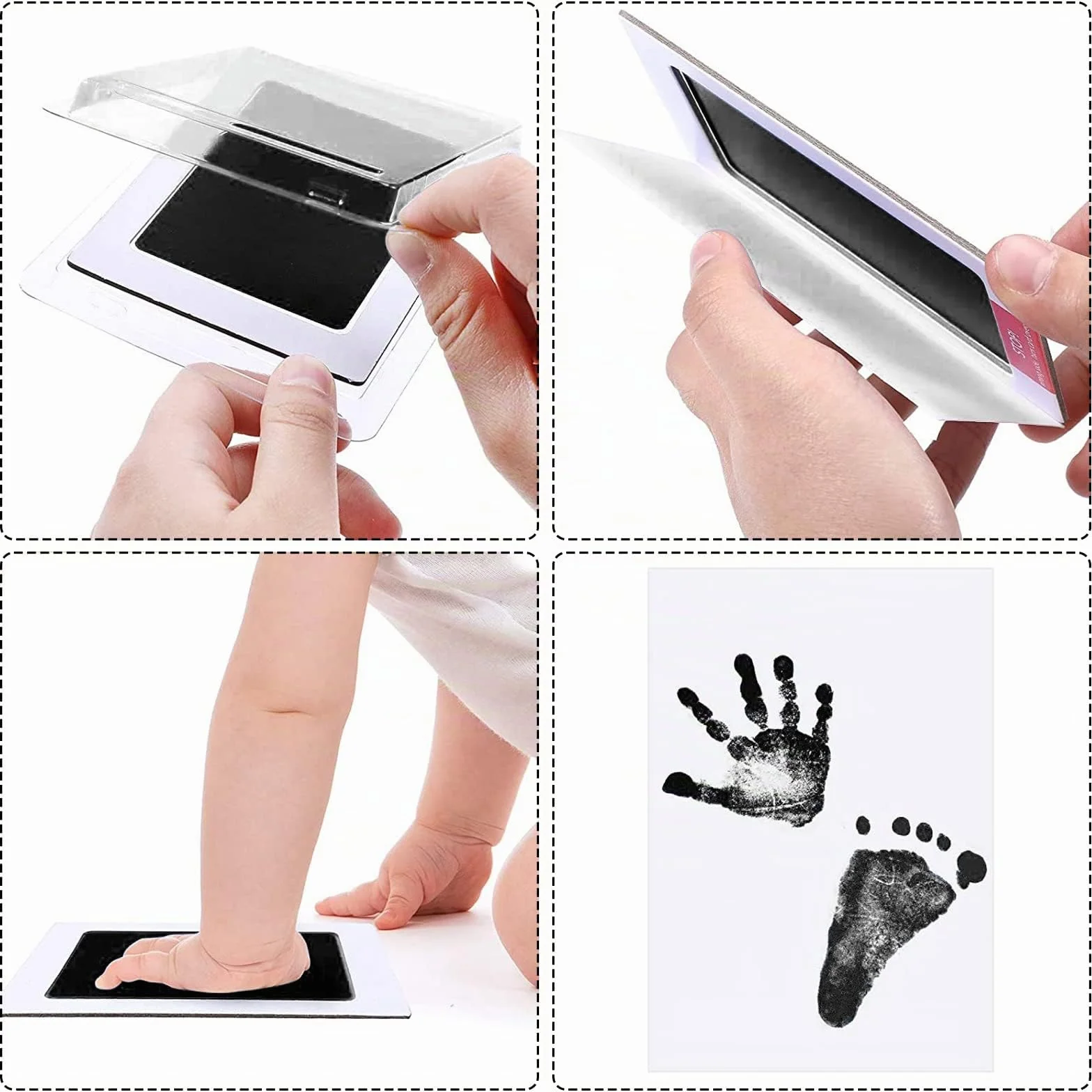 Kit Empreinte Bébé Pieds et Mains, Encre Sûre Inoffensive, Cadeau Souvenir Nouveau-né