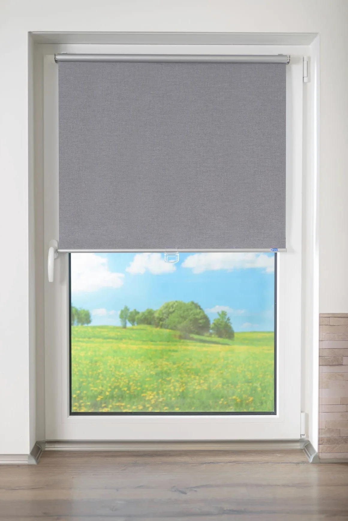 Store Enrouleur à Traction Moyenne Volet Roulant Manuel avec Structure Moderne en Tissu Basalte 110 cm x 150 cm (l x L)