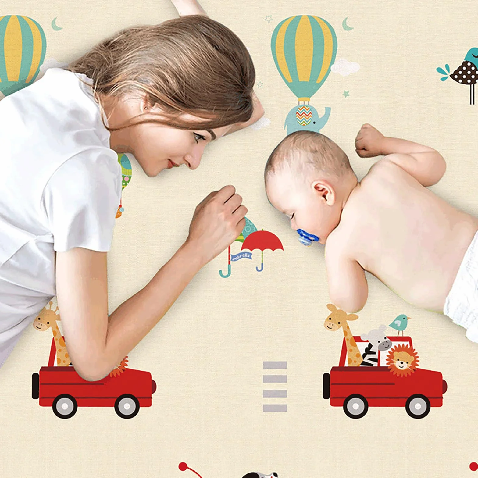 Tapis de Jeu pour Bébé Pliable Antidérapant Imperméable Double Face 0-6 Mois Transport