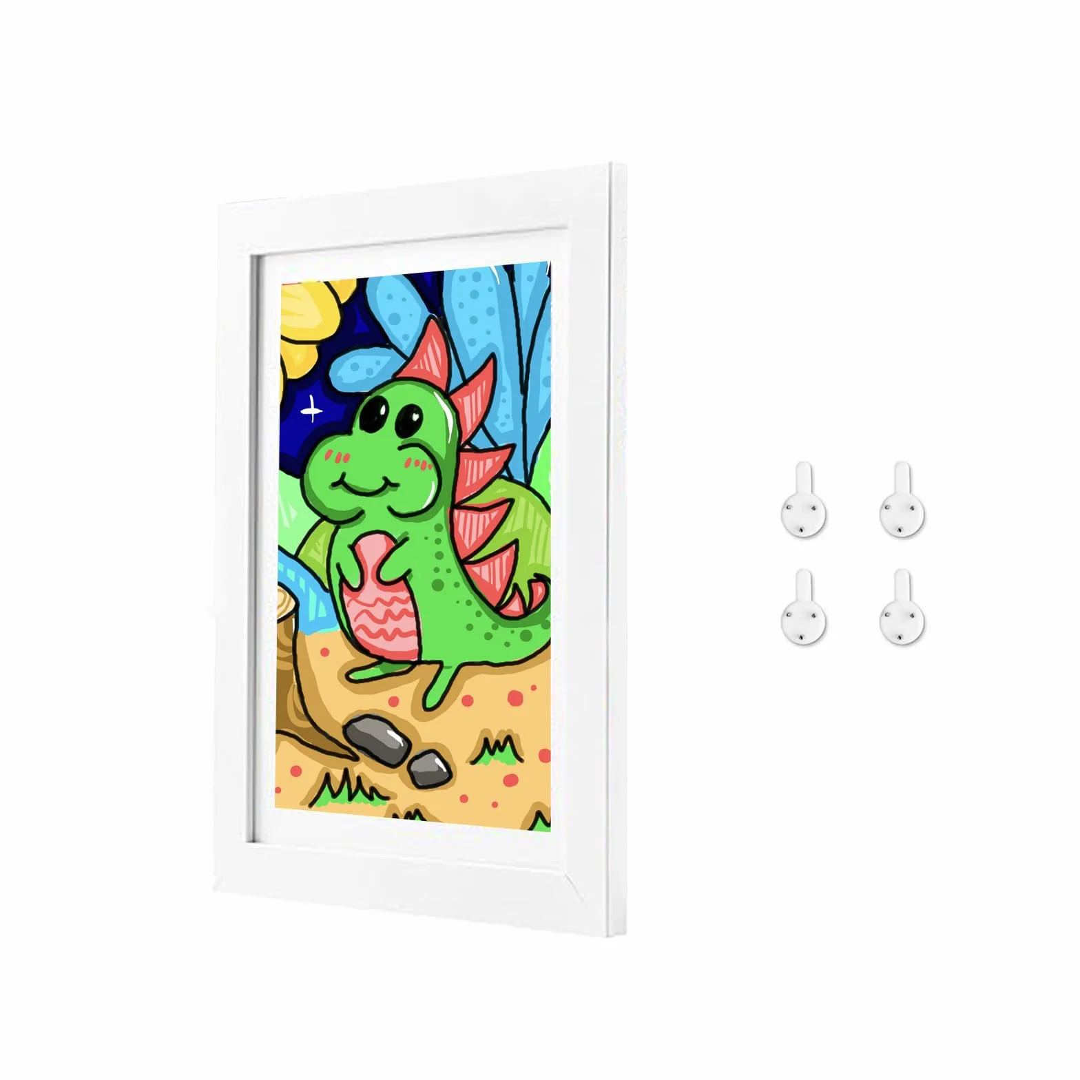 Cadre photo en bois pour enfants Format A3 32x49 cm Ouverture avant Blanc