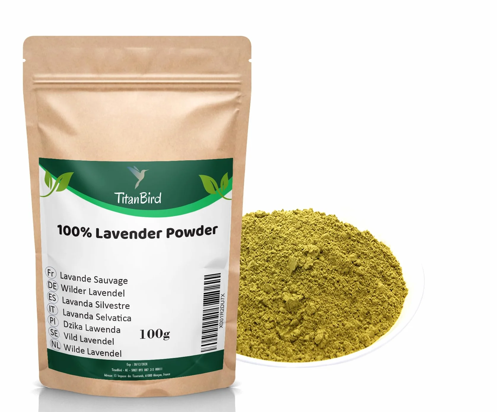 Poudre de Fleurs de Lavande Sauvage 100g Très Parfumée 100% Naturelle Qualité Supérieure