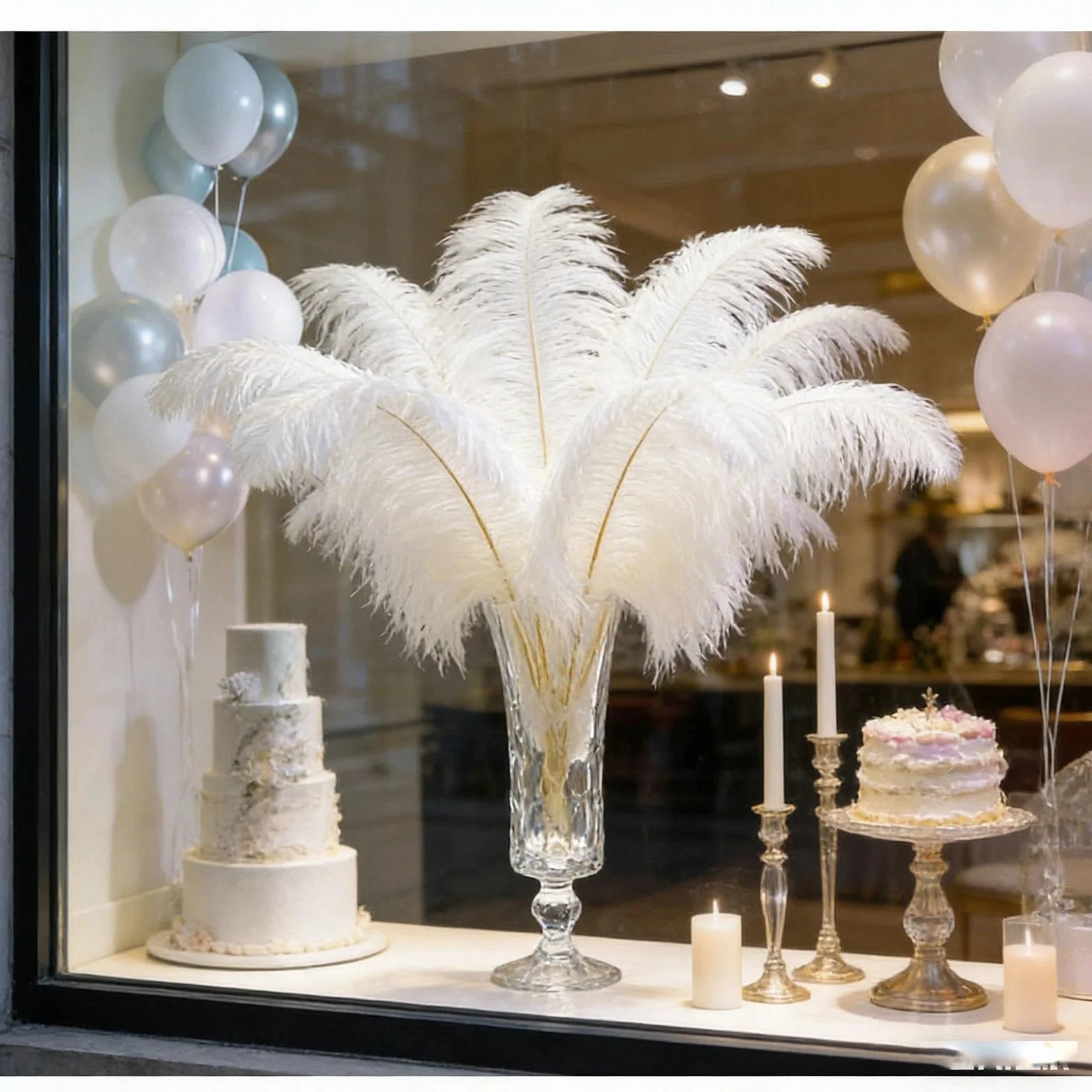 Grandes Plumes d'Autruche Blanches Naturelles 25-30 cm Lot de 20 pour Mariage Décoration