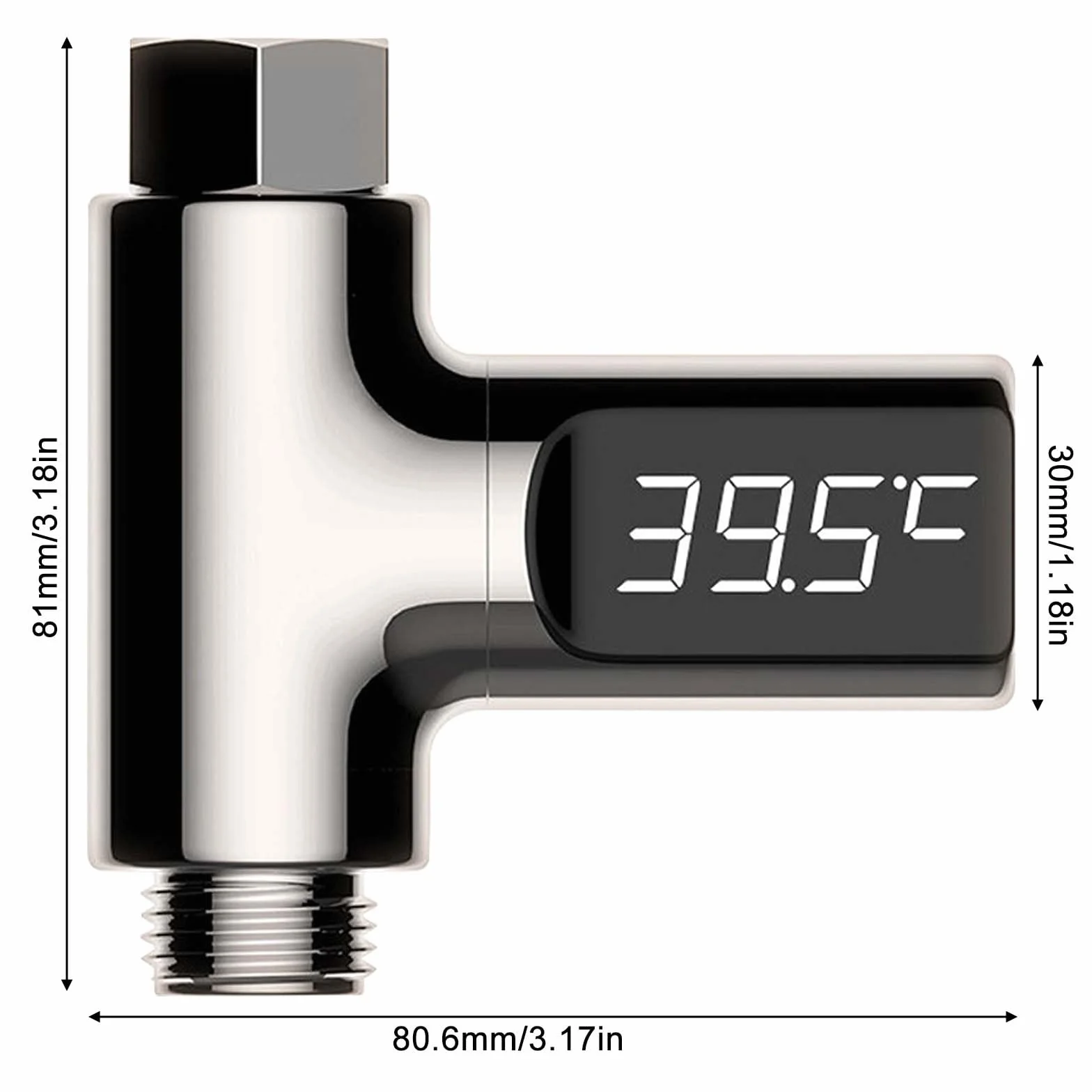 Thermomètre de bain numérique 5-85°C écran rotatif 360° débit d'eau en temps réel