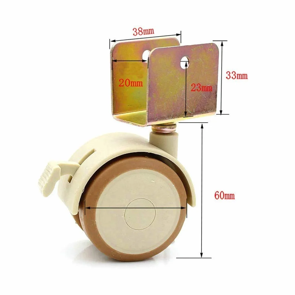 Roulettes de Meuble avec Roulettes Pivotantes en Forme de U Roues de Frein pour Berceaux Enfants Silencieuse (20mm)