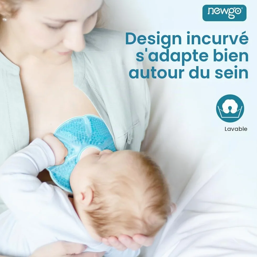 NEWGO Lot de 2 coussinets rafraîchissants 3 en 1 pour allaitement, compresses de refroidissement et chauffage