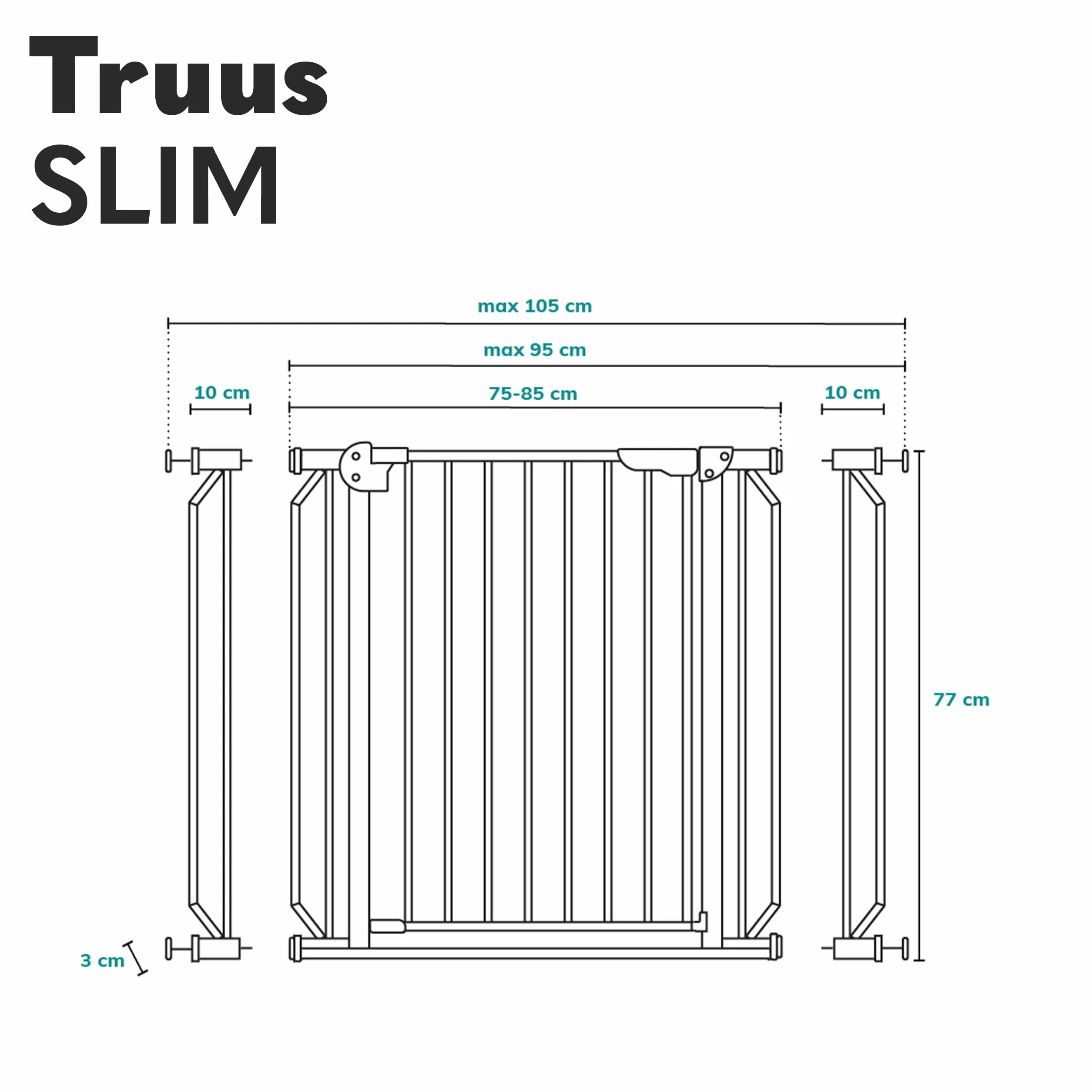 Lionelo Truus Slim Barrière de Sécurité Enfant et Chien 75-105 cm, Pression sans Perçage, Double Verrouillage