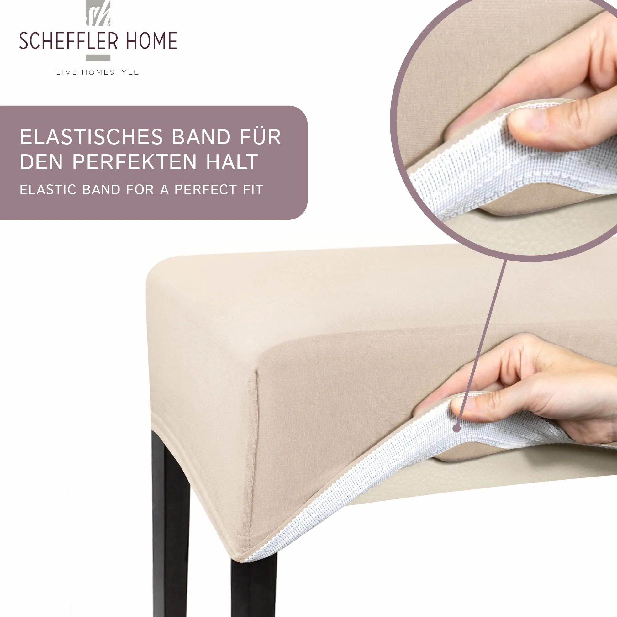 SCHEFFLER-Home Housse de Chaise Extensible Leni / Set de 6 / Pour chaises à Haut Dossier / Lavable