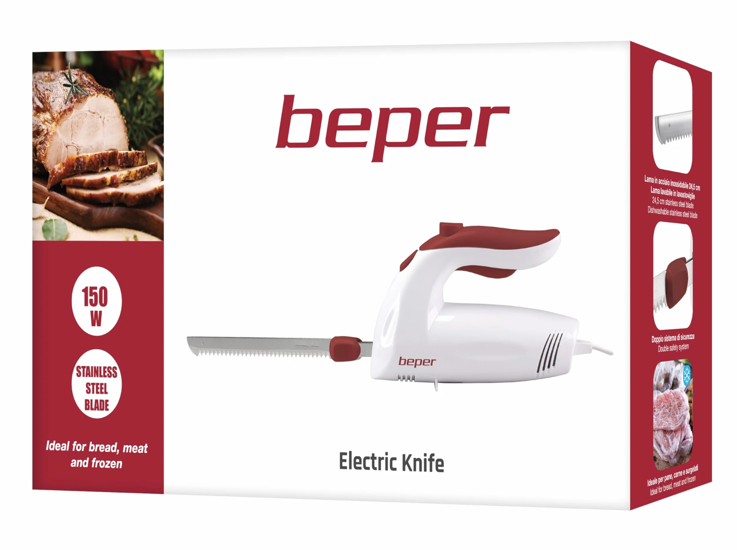 BEPER BP.790 Couteau de cuisine électrique 150W ABS Blanc Rouge