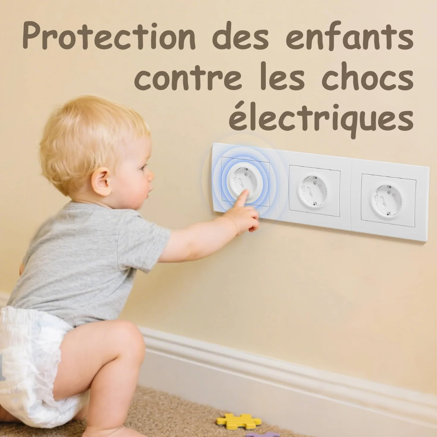 Cache Prises Bébé Lot de 18 Sécurités Enfant Type E/F avec Adhésif 3M Protection Bébé Animaux