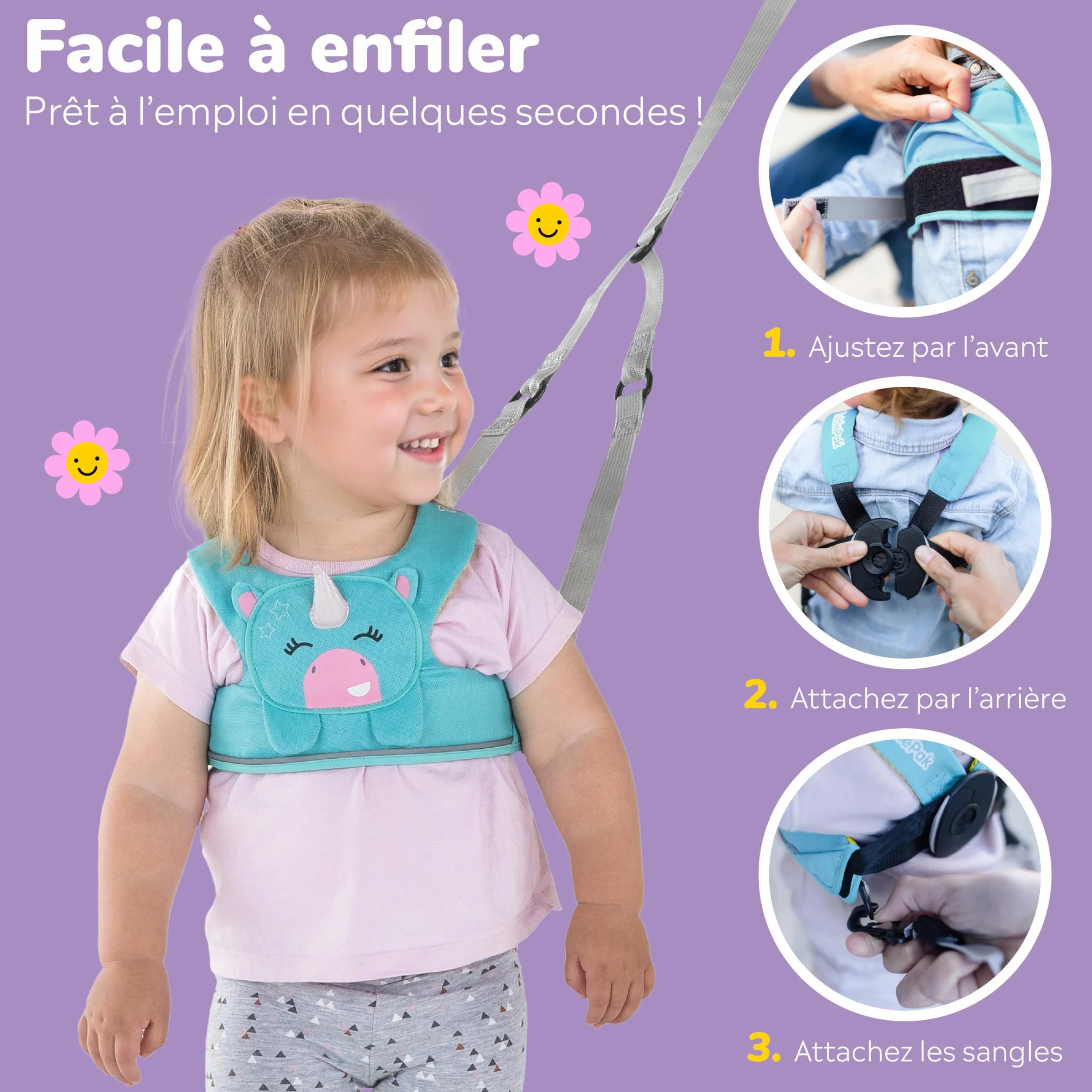 Trunki ToddlePak Harnais Enfants Marche Bébé Sécurité Licorne Turquoise