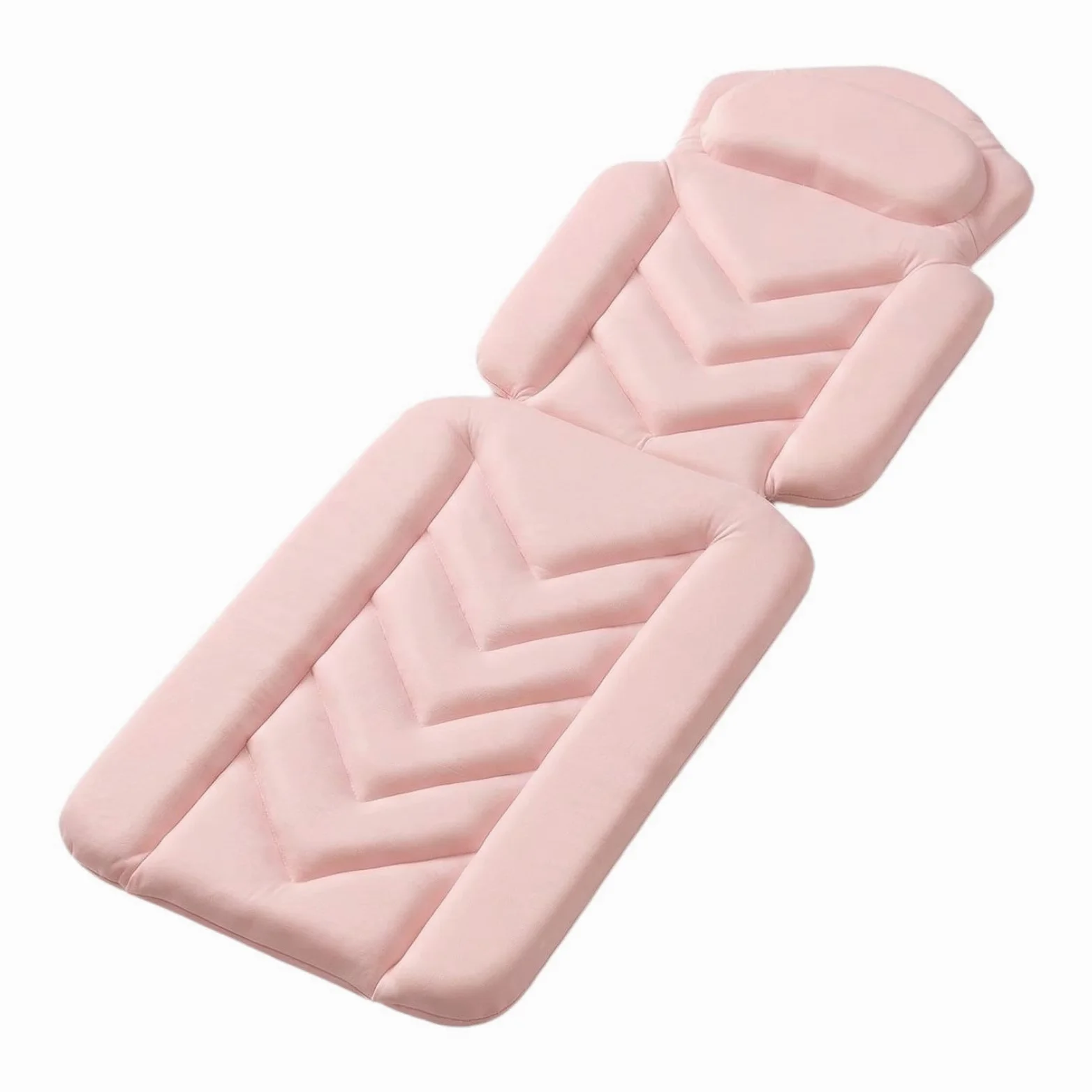Tapis de Baignoire Antidérapant Adulte Coussin Intégré Respirante Polyester Ventouses Fixation Stable Lavable Confort Accessoires Baignoire, Rose