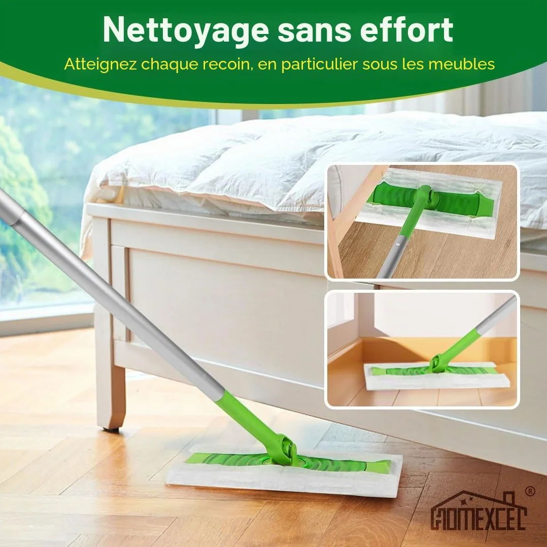 HOMEXCEL recharges de balayage sec compatibles Swiffer Sweeper 64 pièces 20,3 x 26,4 cm