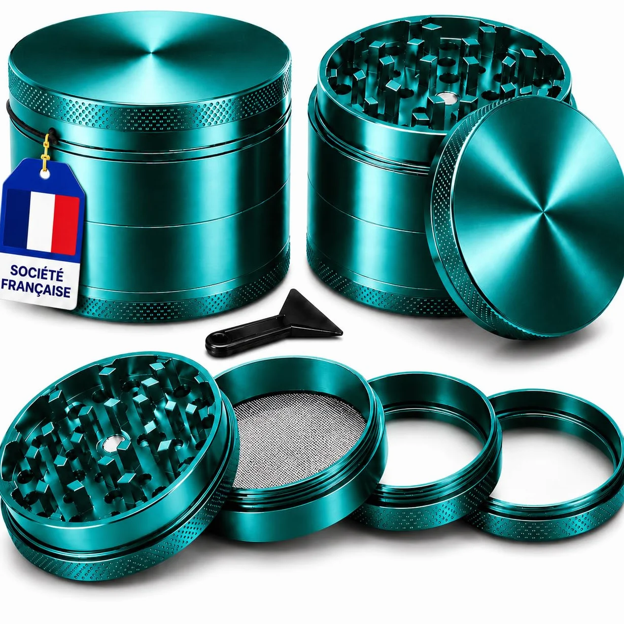 Moulin à Épices Herbe 50x40mm Alliage de Zinc Vert - Broyeur Grain Compact Résistant