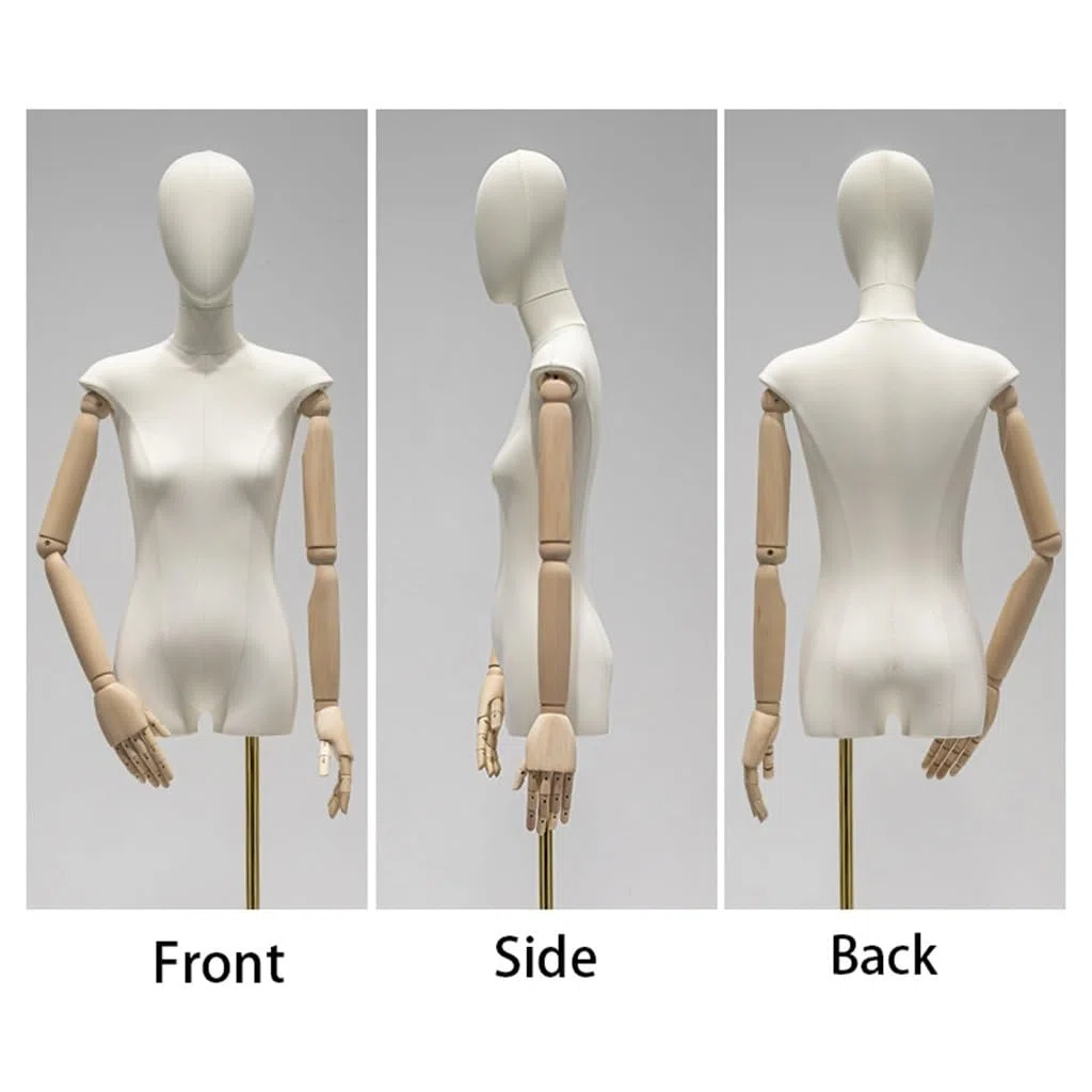 Générique Lot de 3 mannequins de Couture Femme réglables avec tête Amovible, Torse en Lin pour présentation de Robes et Bijoux, Hauteur 64,9-82,6 Pouces, Base Triangulaire, Taille S