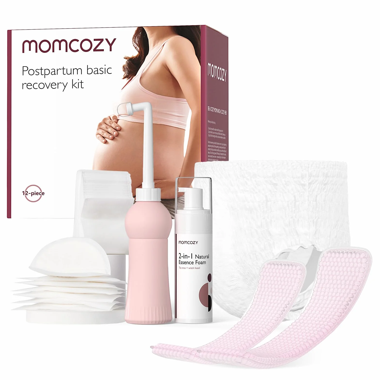 Momcozy Kit essentiel de récupération post-partum, sous-vêtements jetables auto-absorbants, coussinets d'allaitement