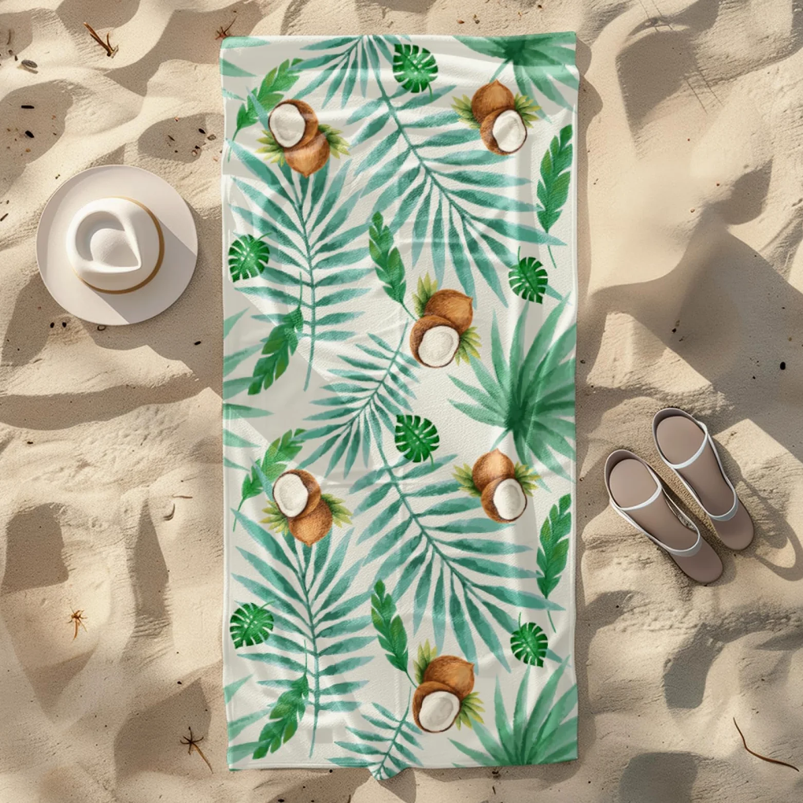 Tapis de Plage XXL Anti Sable Noix De Coco Brune Serviette Piscine Adulte,Natte De Plage Pliable, Voyage Accessoires De Plage Camping,Serviette de Bain Personnalisée