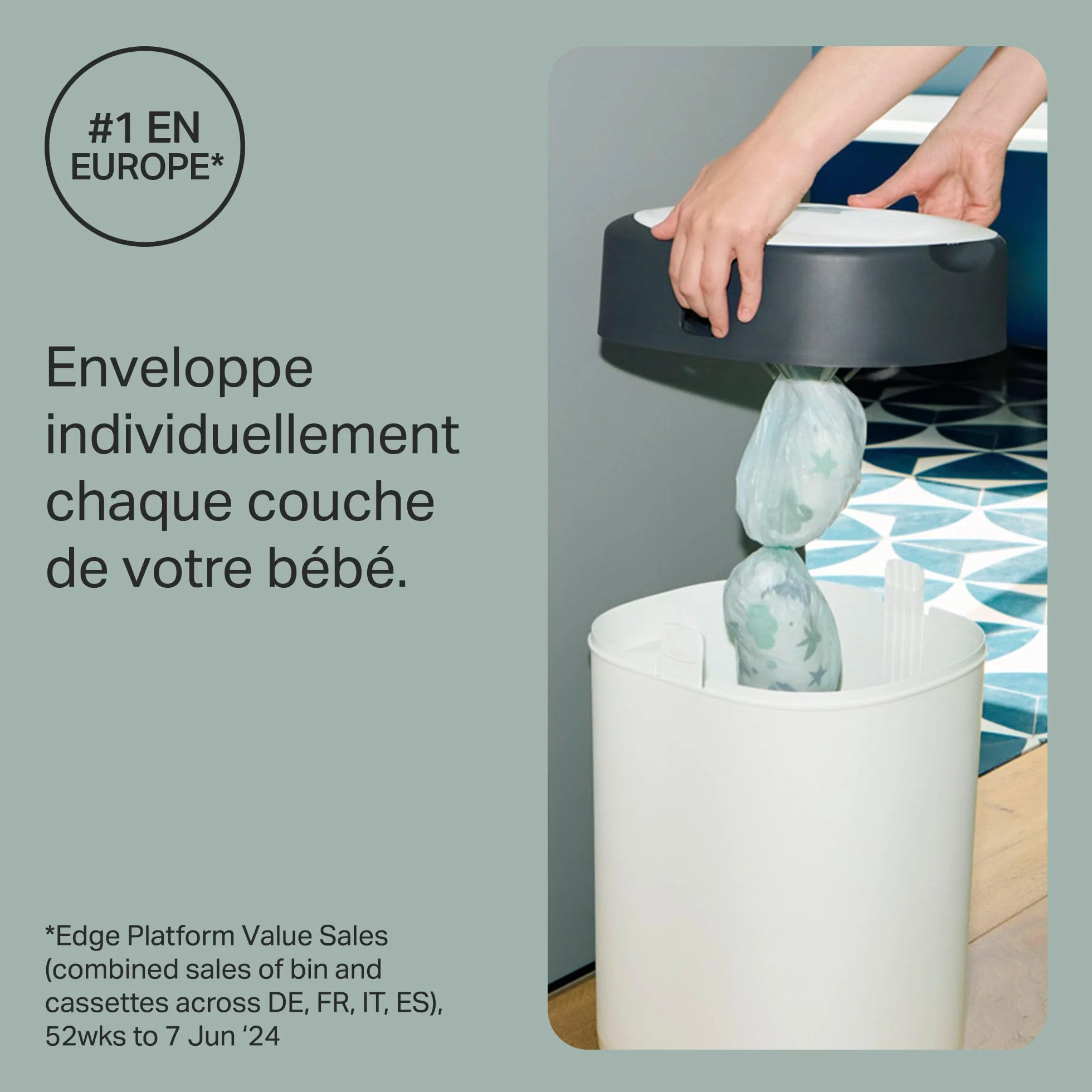 Tommee Tippee Poubelle à couches Twist & Click Pack Exclusif avec 2 Recharges, Protection anti-odeurs anti-germes, Grande capacité