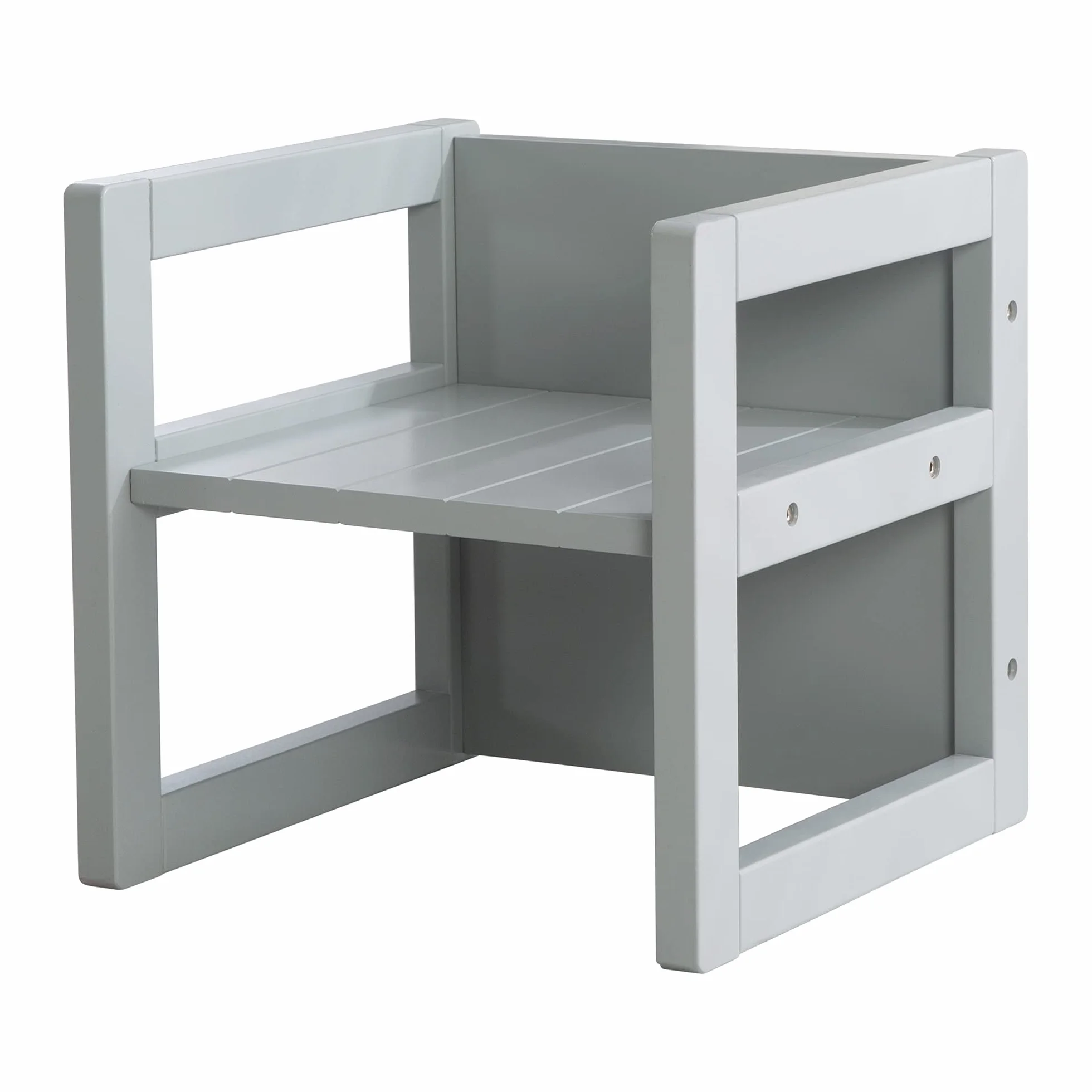 Chaise Enfant Grise Réversible 3 Hauteurs d'Assise 30x30 cm 60 kg Tabouret Style Campagne