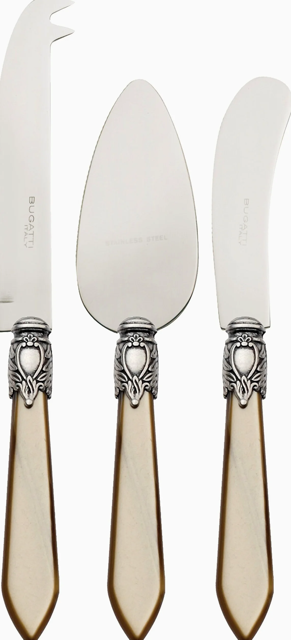 BUGATTI OXBOM-N3283 Oxford Ménagère de 3 Pièces Couteau à Fromage Acier/ABS Vison 30,5 x 14 x 3 cm