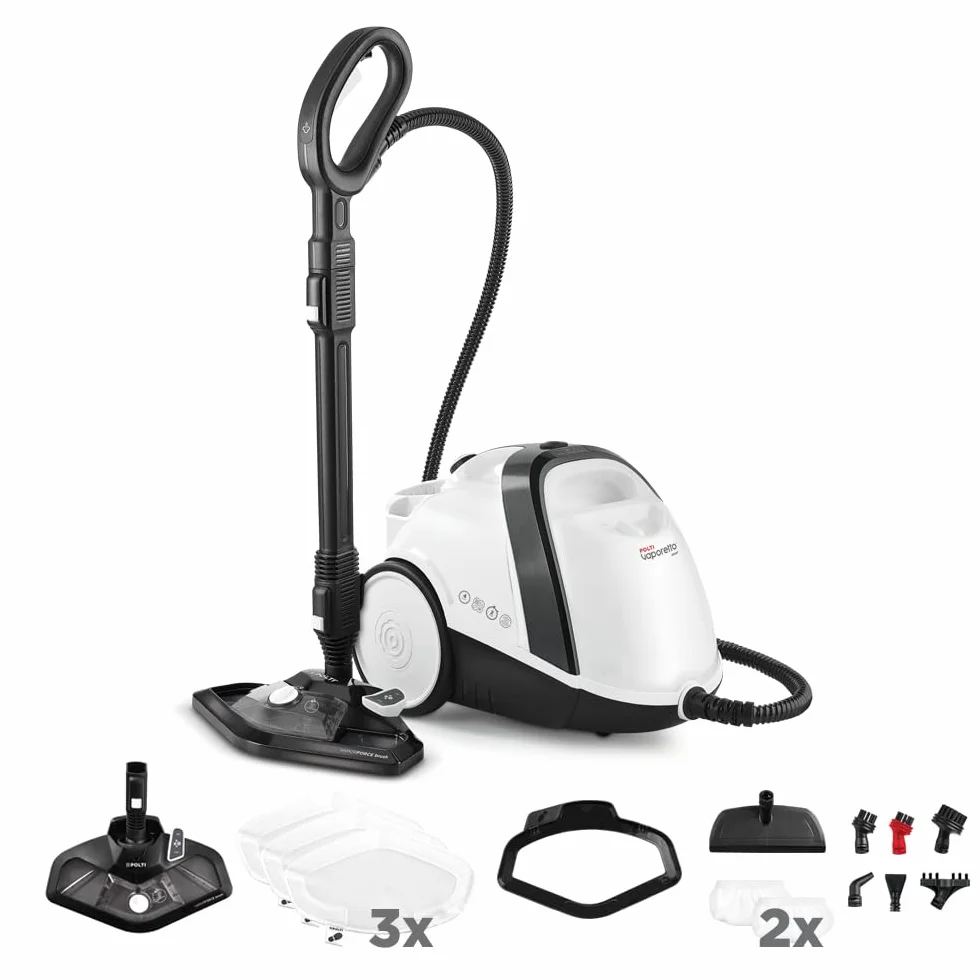 Polti Vaporetto Smart 120 Nettoyeur Vapeur 4 Bars 2 Litres 14 Accessoires Blanc Noir