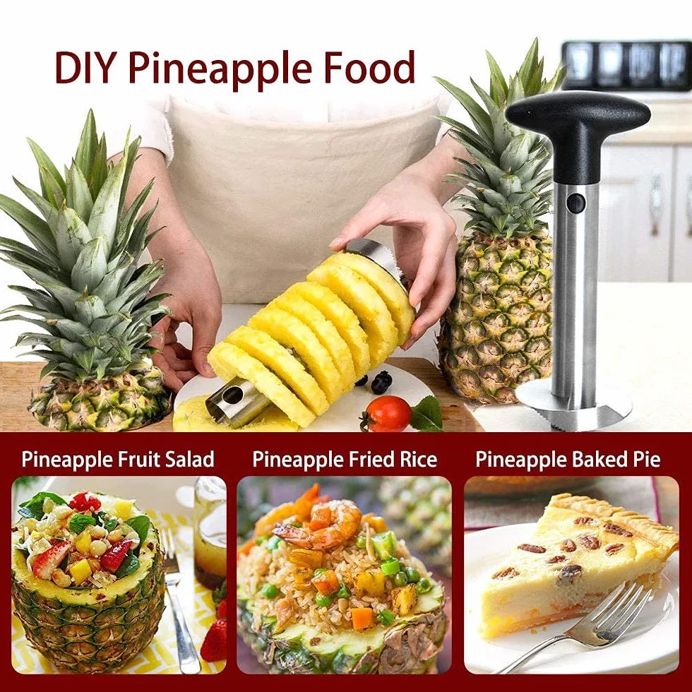 Coupe Ananas Acier Inoxydable Poignée Antidérapante Coupe Fruit Anneaux
