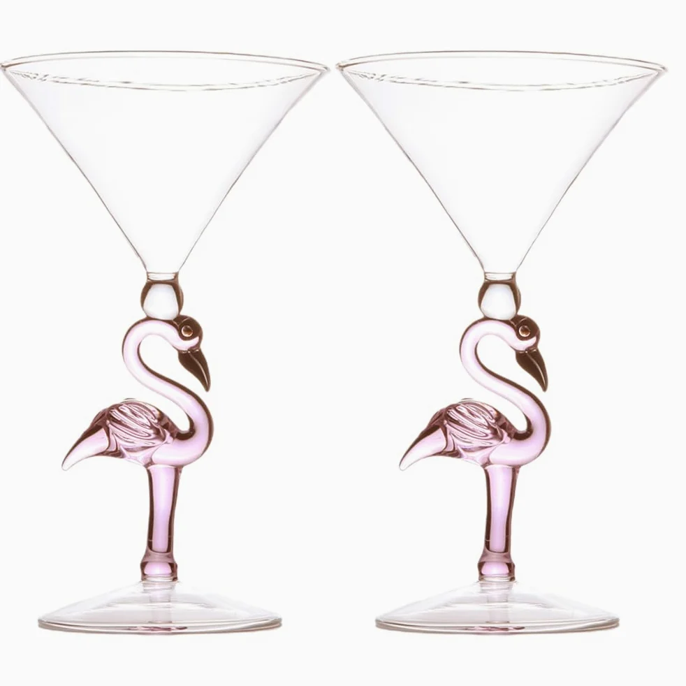 Cabilock Lot de 2 verres à vin en forme de flamant rose - Verres à eau - Verres à pinte - Verres à whisky incassables - Verres à cocktail colorés - Verres à cocktail - Verres à cocktail