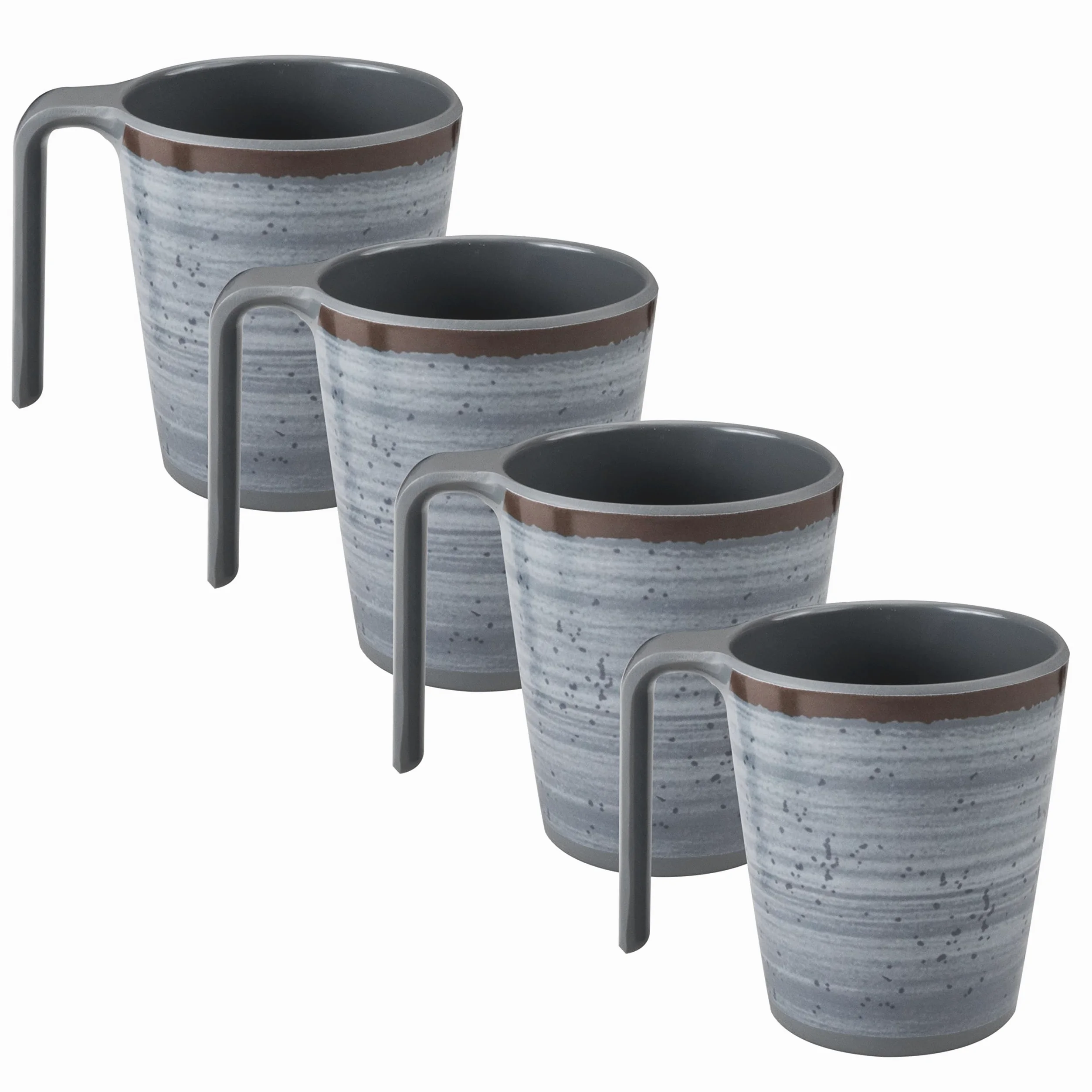 Service table mélamine tasses 4 personnes 16 camping extérieur grès Gris