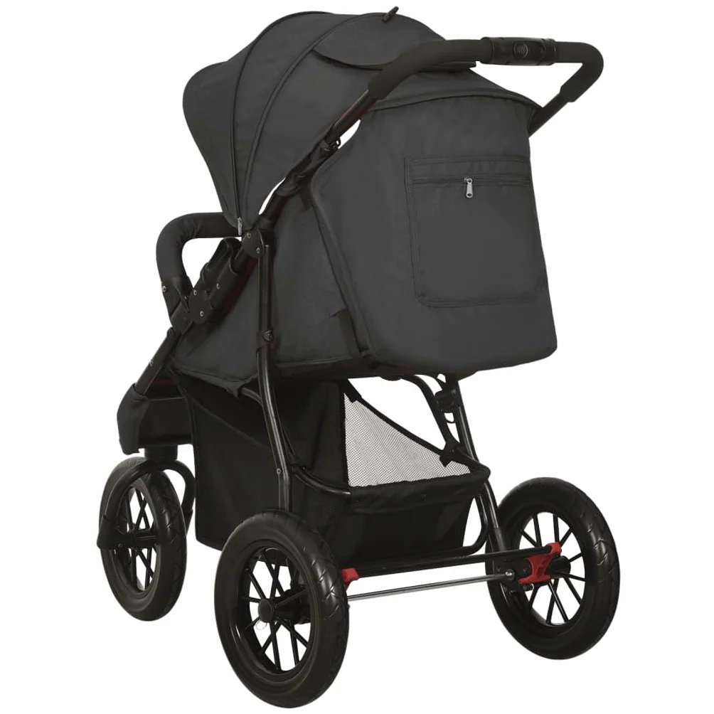 Poussette 3 Roues Tout Terrain de Jogging Pliable pour Bébé - Anthracite Acier