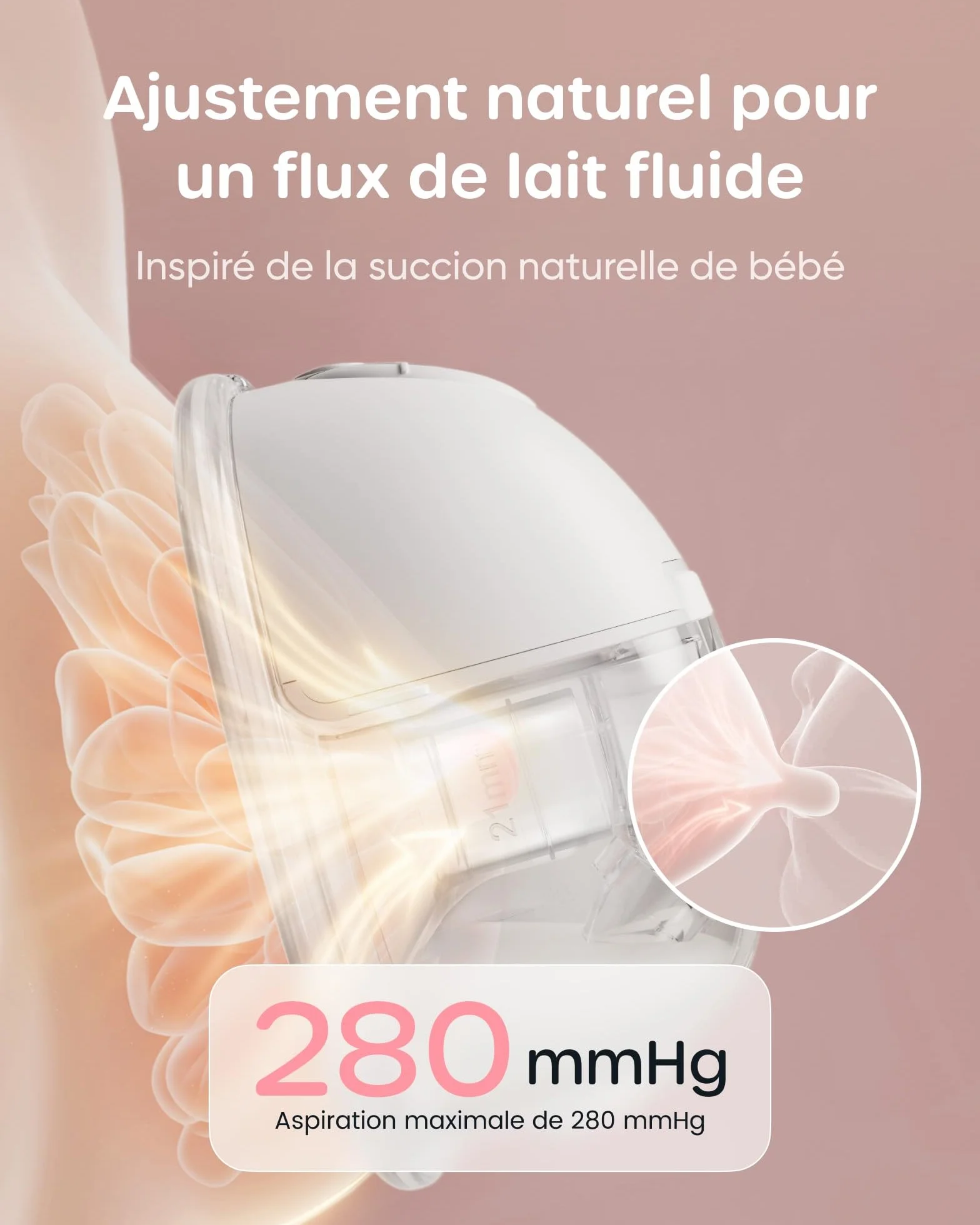 Tire Lait Electrique Main Libre Nuliie 4 Modes 9 Niveaux Fonction Mémoire Rechargeable LED 24mm 2 Paquets Blanc
