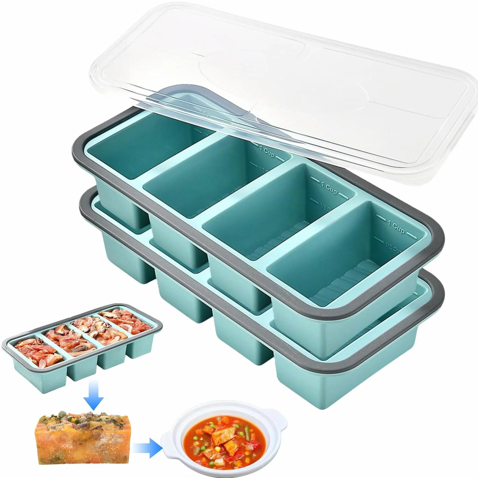 Moules de congélation en silicone 250 ml avec couvercle lot de 2 sans BPA