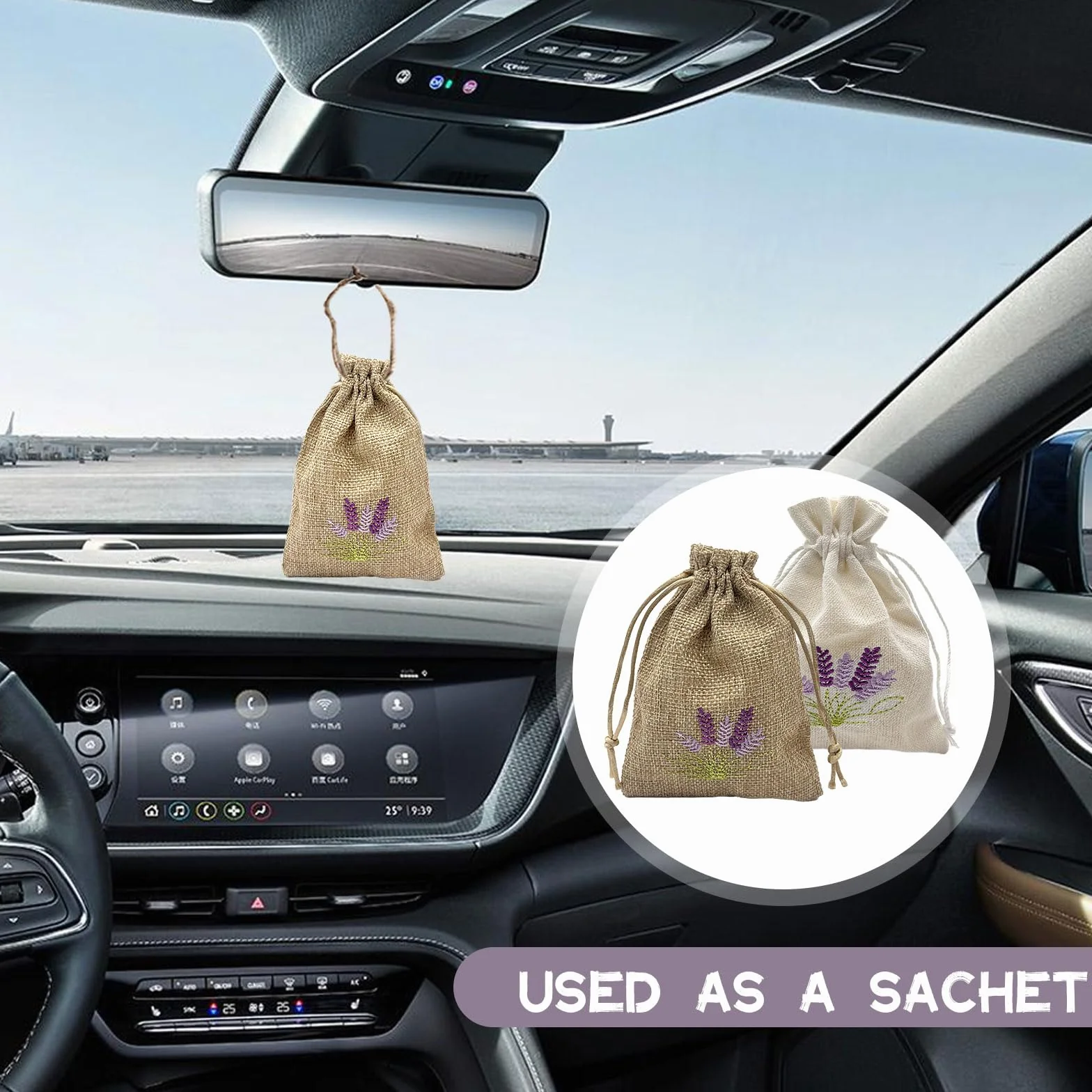 Sachets de lavande vides à remplir avec cordon de serrage, coton et lin, lot de 12