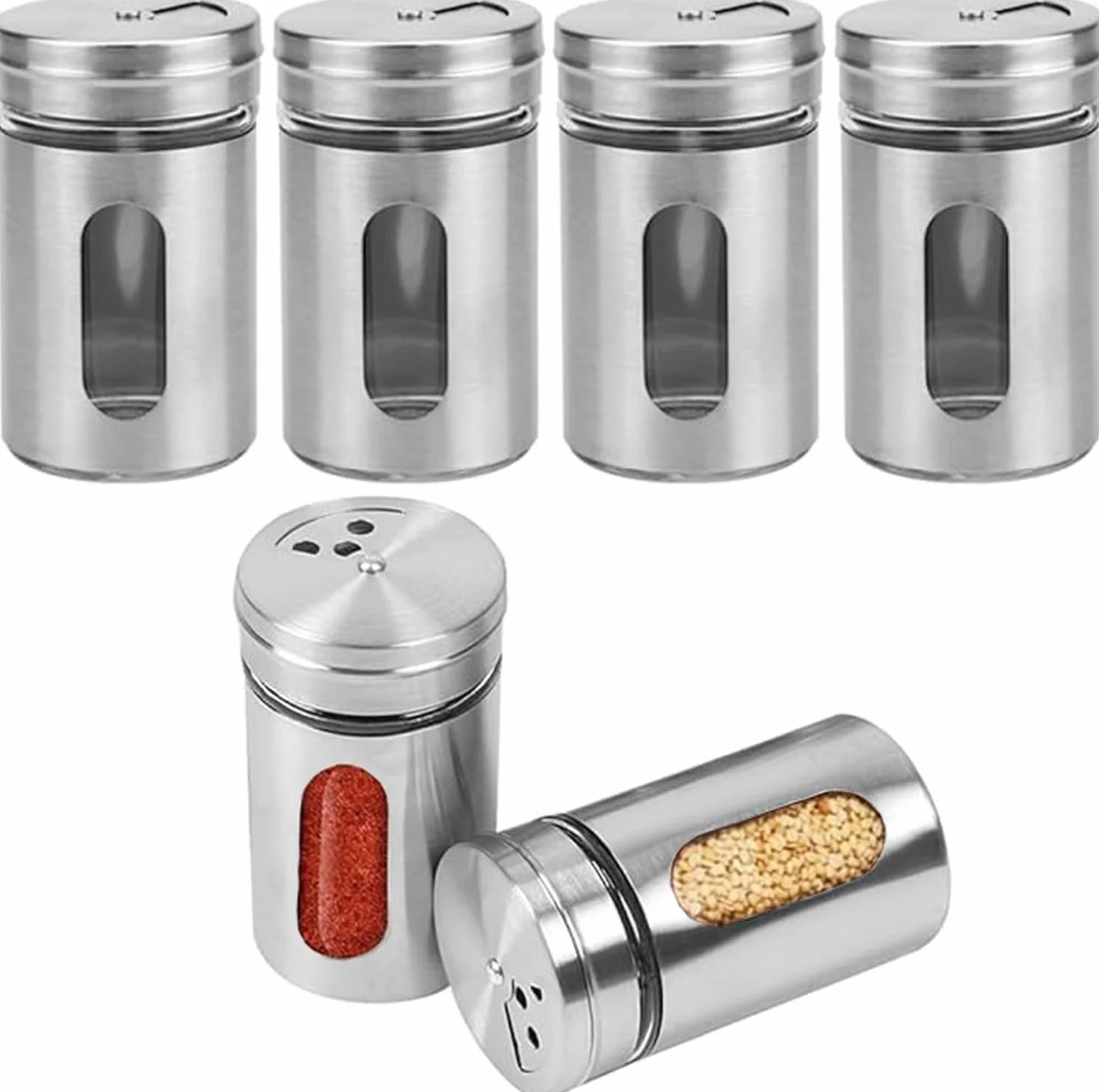 Lot de 6 pots à épices en verre 80 ml avec couvercle à vis, organisateur pour sel et poivre