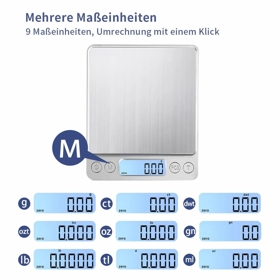 Balance de cuisine numérique de précision - Charge USB - 1 kg - 0,01 g - Haute précision - En acier inoxydable - Surface de pesée - Idéale pour bijoux, pièces de monnaie, poudre