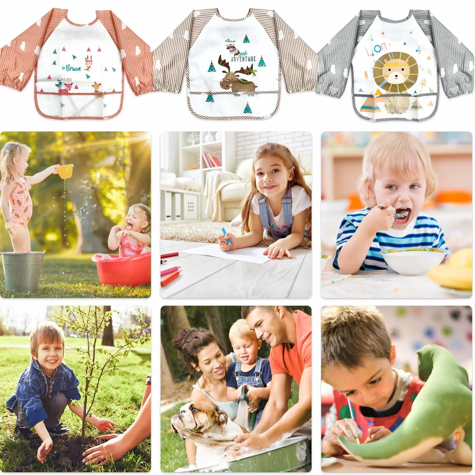 Bavoir bébé manches longues imperméable LISOPO 6 mois à 3 ans