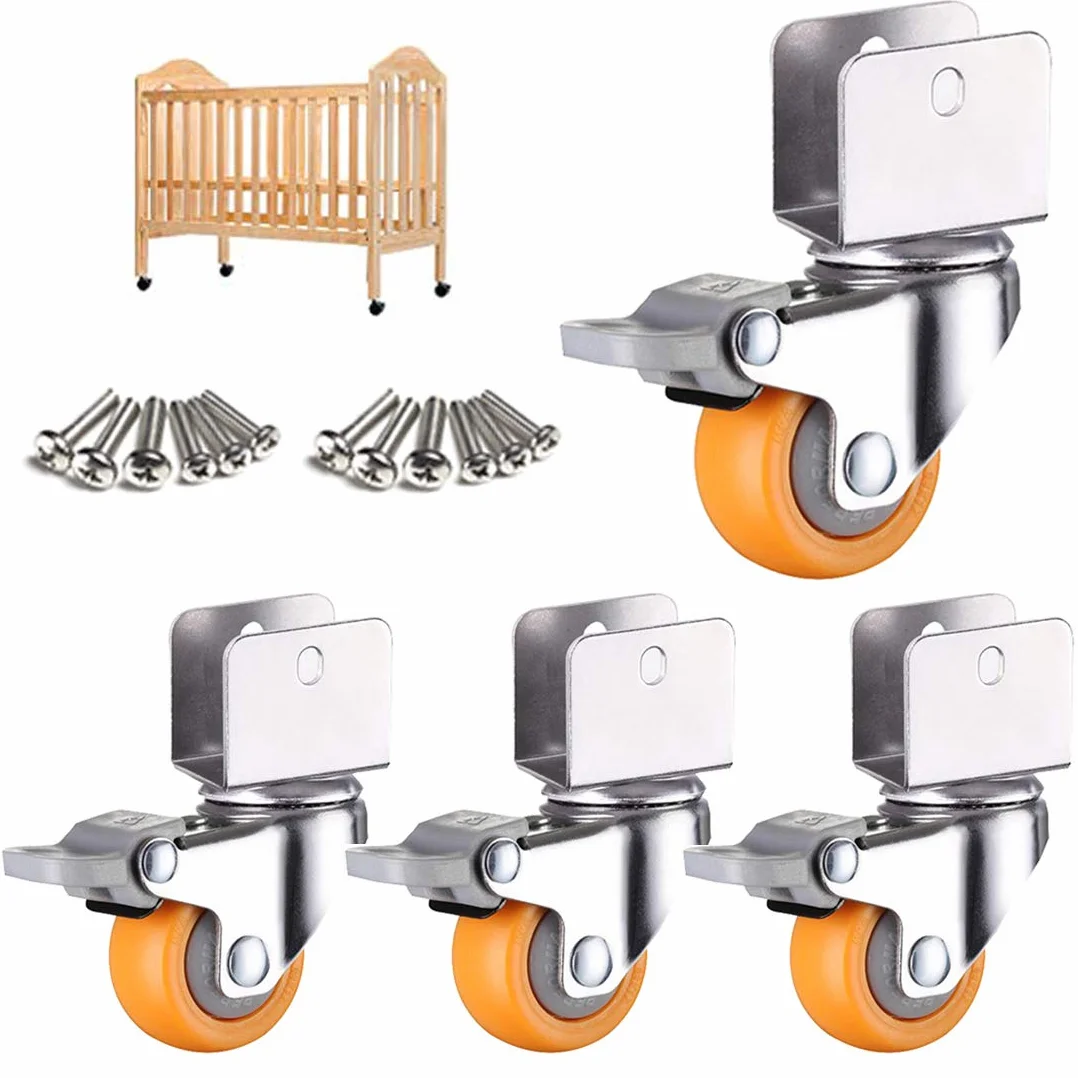 Roulettes pivotantes lourdes pour berceaux avec support en U, 32 mm, nylon, capacité de charge