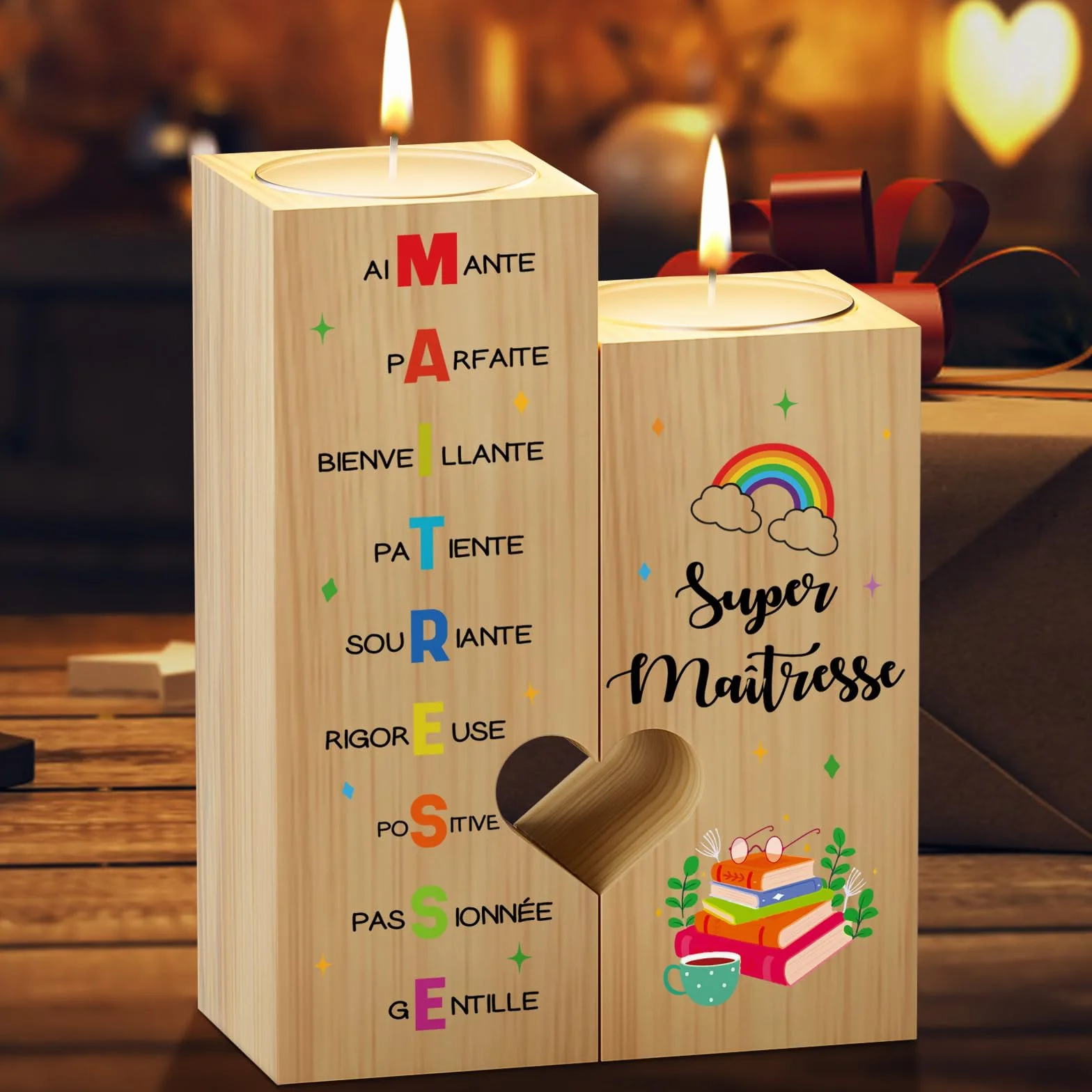 Candélabre Cadeau Maitresse d'école Fin d'année Merci Meilleur Cadeaux Femmes Professeur