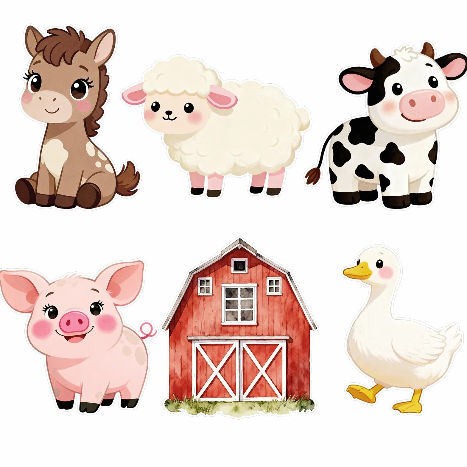 Silhouettes d'animaux de la Ferme en Papier Grand Format Lot de 6 avec Support
