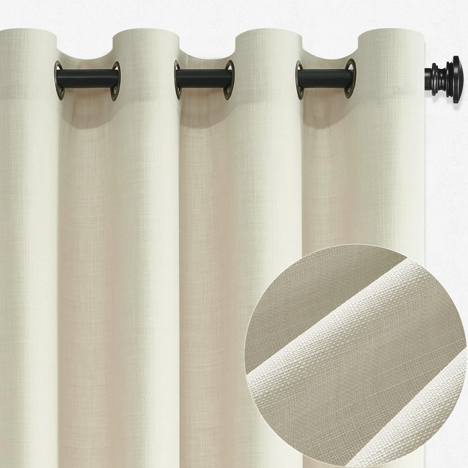 CUTEWIND Rideaux Salon Moderne Rideau Voilage Lin Naturel Semi-Transparent Beige à Oeillets 300x240 cm, Rideaux Voilages Intérieurs pour Chambre Baie Vitrée Bureau Porte Fenetre, 1 Pièce