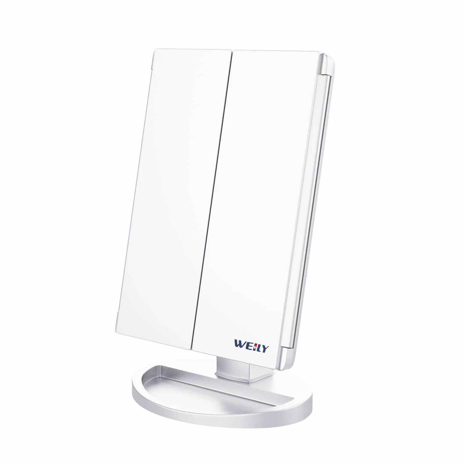 WEILY Miroir de Maquillage 3 Volets avec 21 LED Tactile Blanc