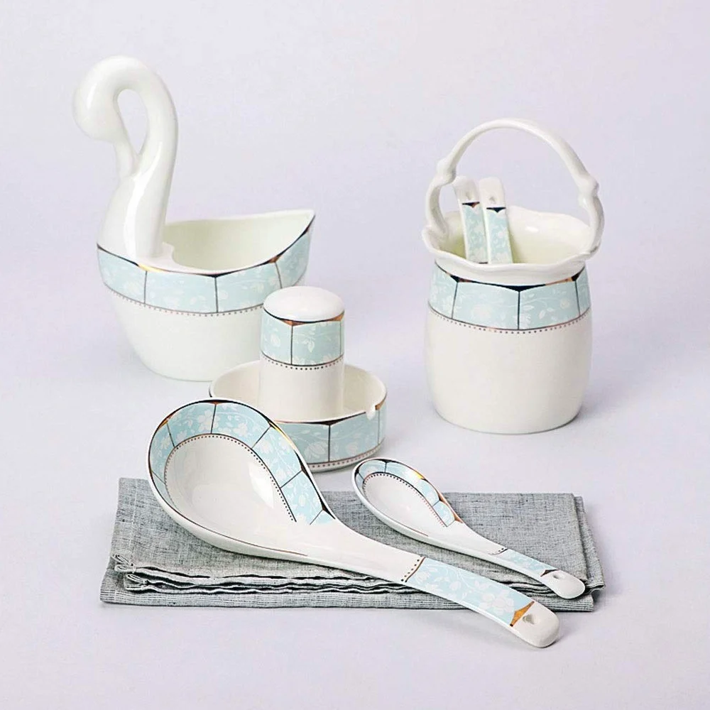 Louche À Soupe-Petites Cuillères En Céramique Pour Cuillères À Dîner, Peut Être Utilisée Dans La Cuisine, Le Restaurant, L'Hôtel Gadget Pratique/6 Pack/A