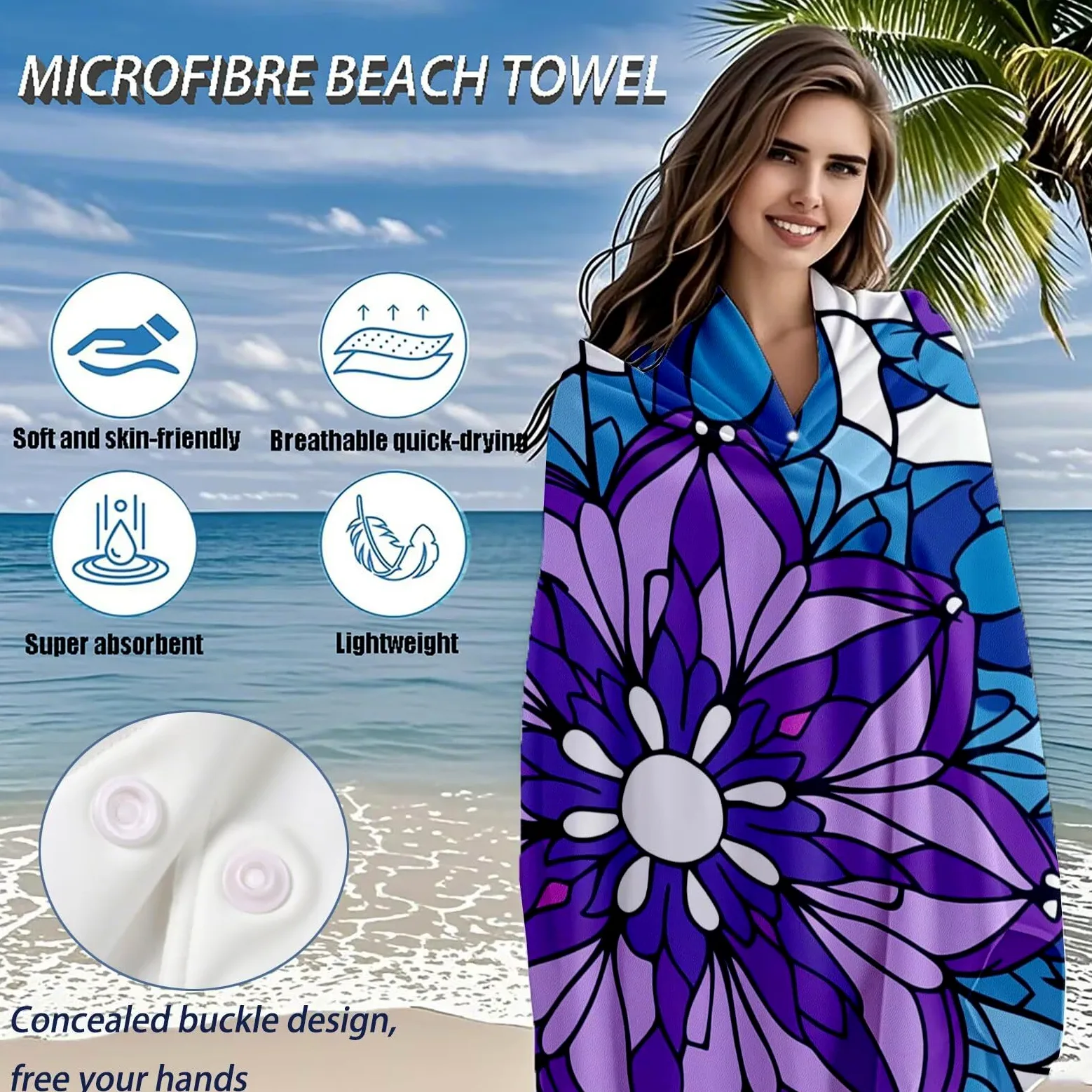 Serviette de Plage XXL 100x200 cm,Mandala Serviette Plage Microfibre avec Séchage Rapide, Anti-Sable, Absorbante Fonction Design pour Vacances Piscine Pique-Nique Voyages Yoga, Cadeau Femme Q-361