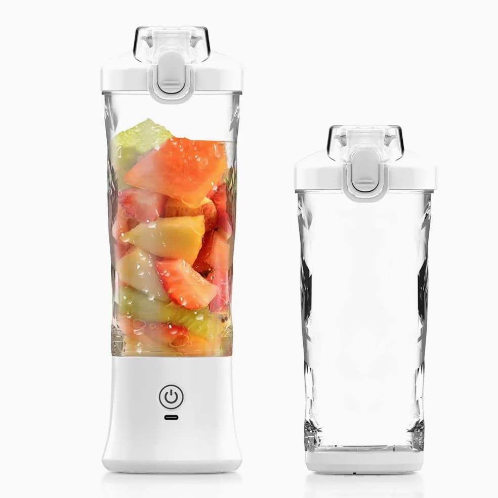 Mélangeur portable pour milkshakes et smoothies rechargeable par USB, mini presse-agrumes avec 6 lames et couvercle, mixeurs auto-nettoyants à portion unique de 652 g pour voyage, maison, bureau