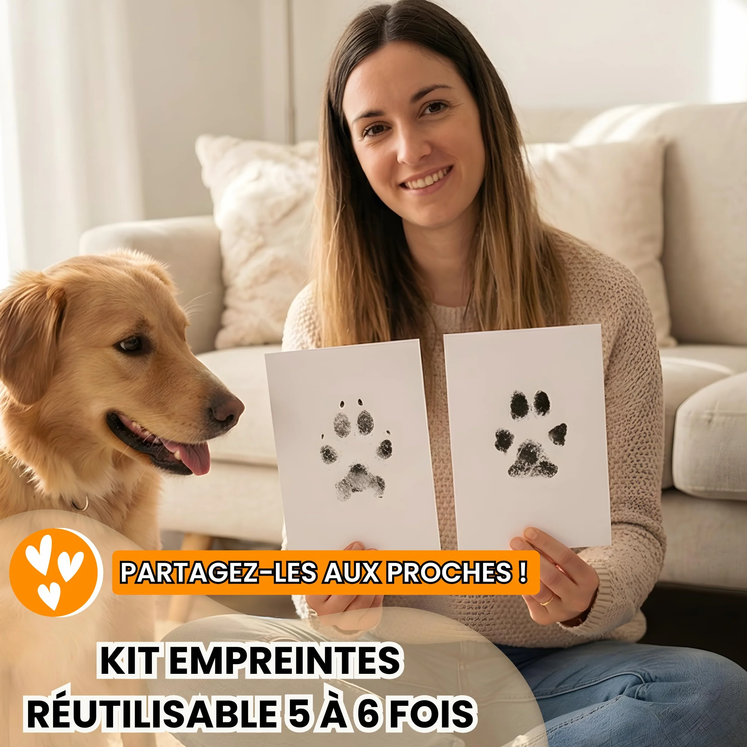 Kit Empreinte Chien Tampon Encreur Patte Chien Chat Souvenir Tatouage Cadre Grande Taille 12,5x8cm