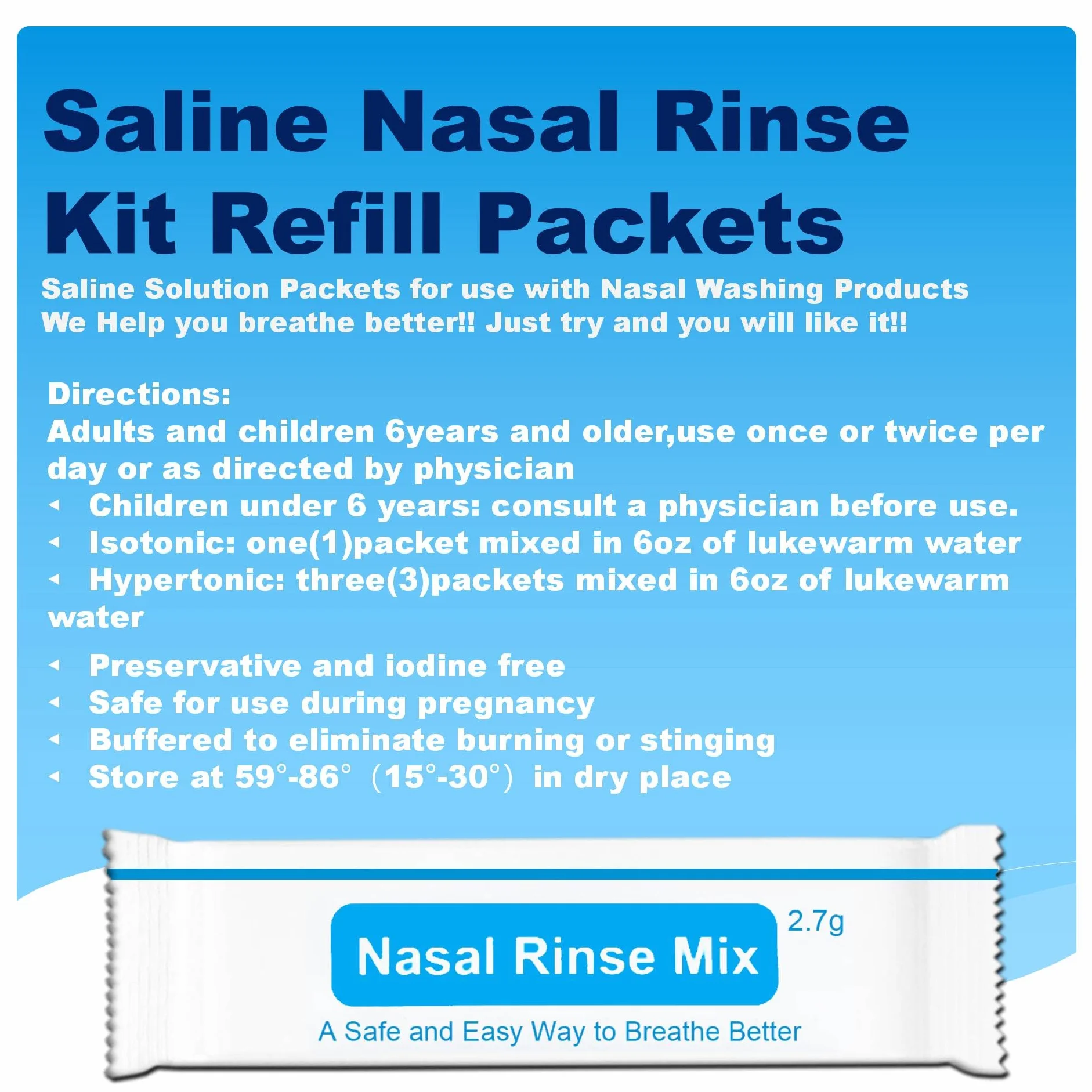 Lot de 160 sachets de sel Neti, rinçage nasal, irrigation sinus