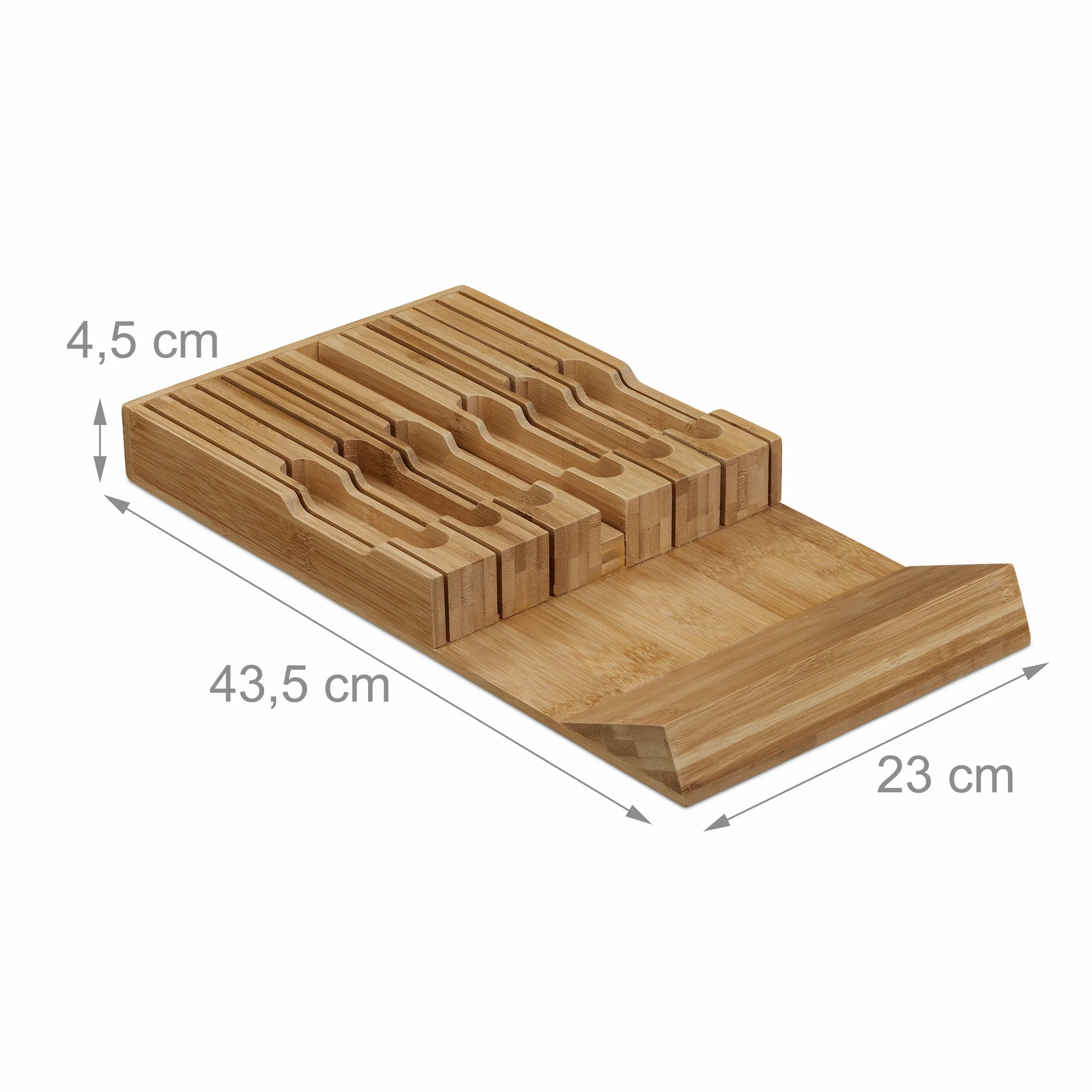 Relaxdays Bloc à couteaux en bambou horizontal, 12 couteaux et aiguisoir, 43,5 x 23 x 4,5 cm